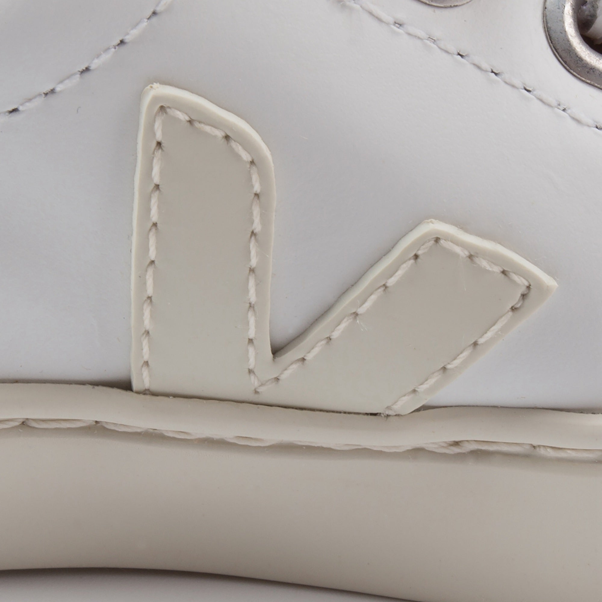 Baby White Leather Velcro With White "V" Shoes