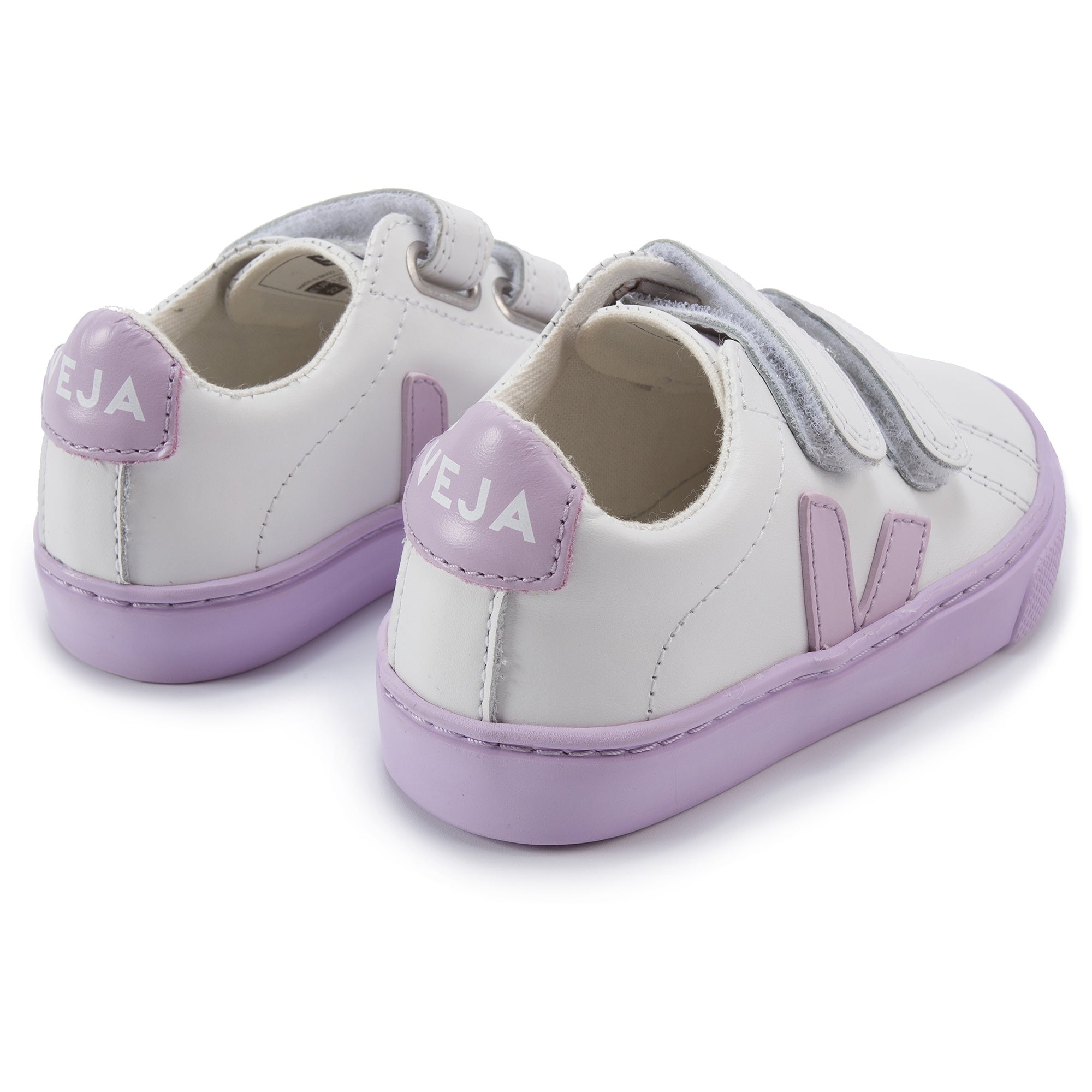 Baby White Leather Velcro With Purple "V" Shoes