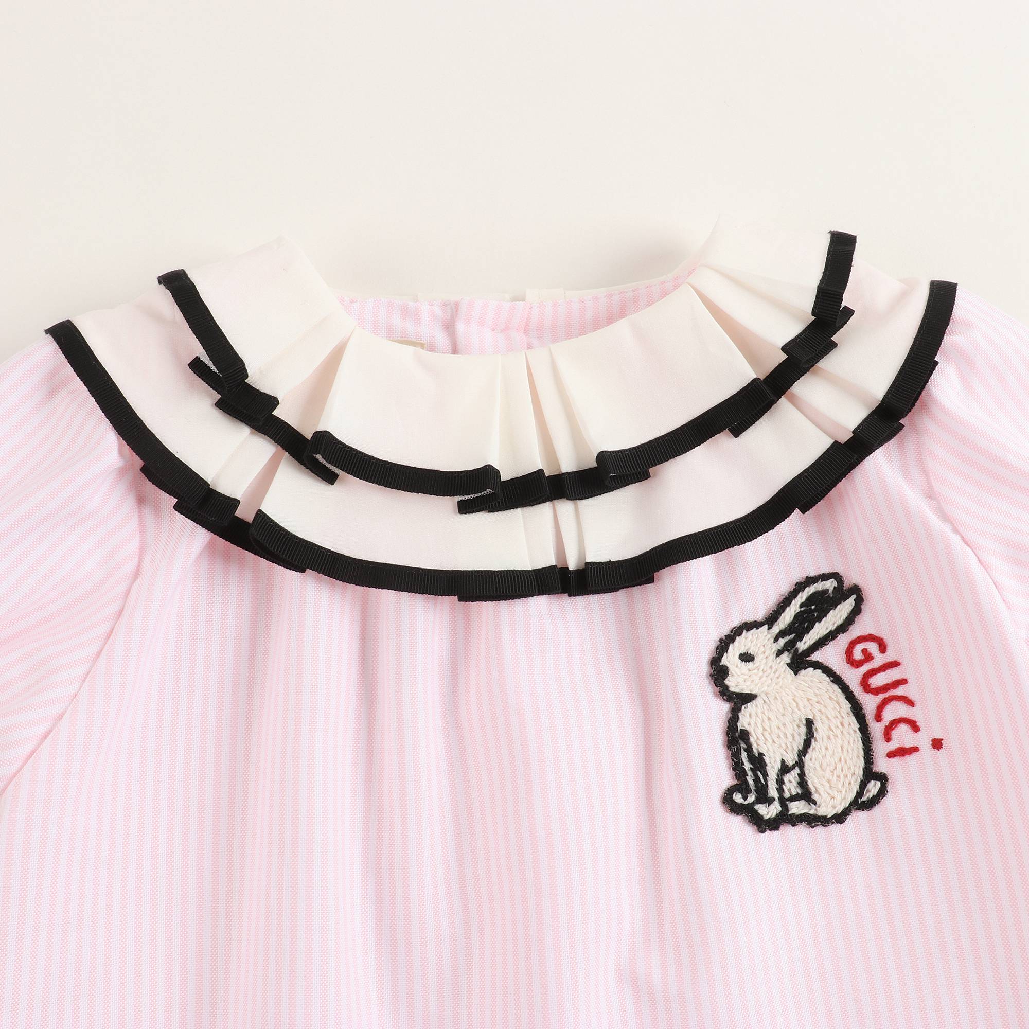 Baby Girls White & Light Pink Striped Dress