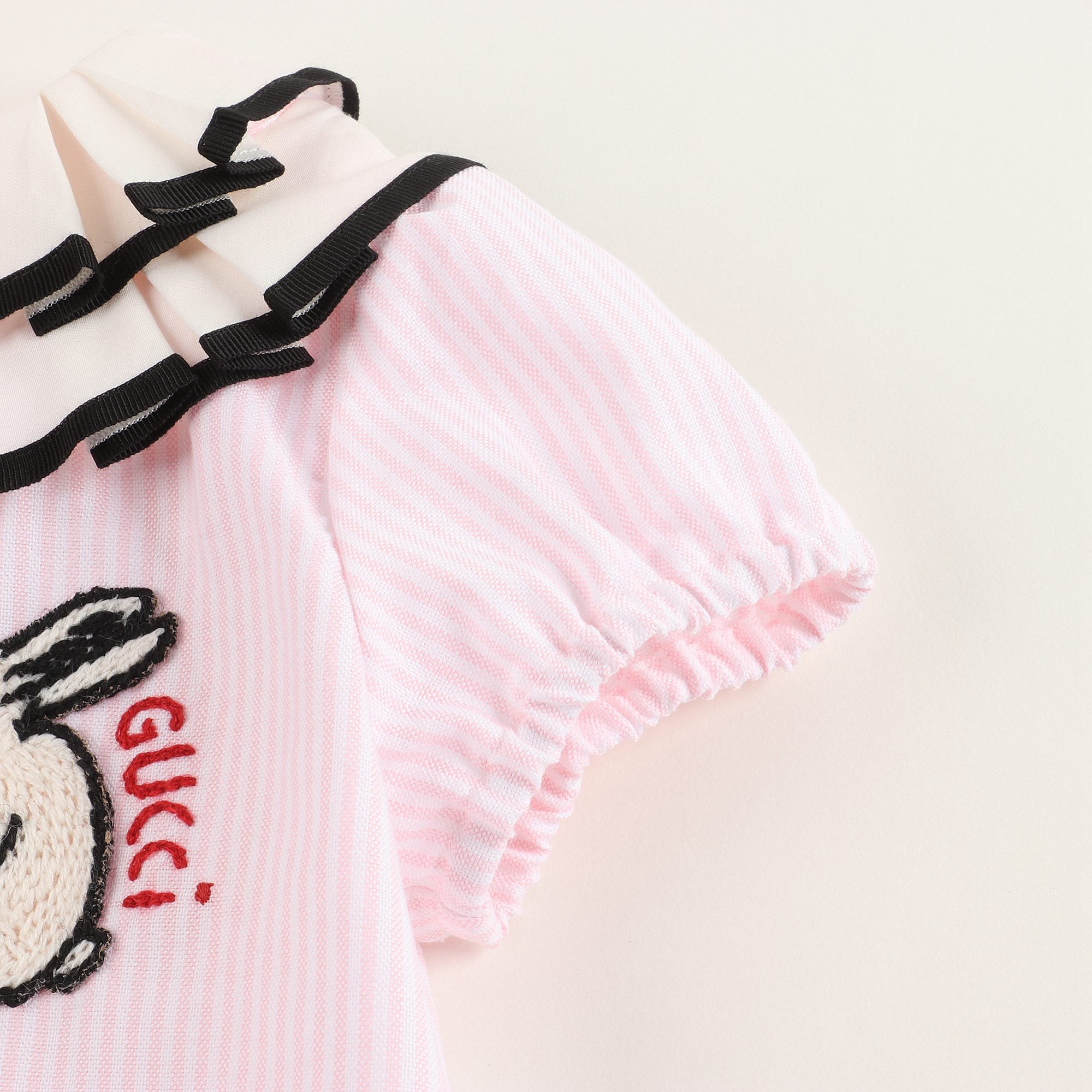 Baby Girls White & Light Pink Striped Dress