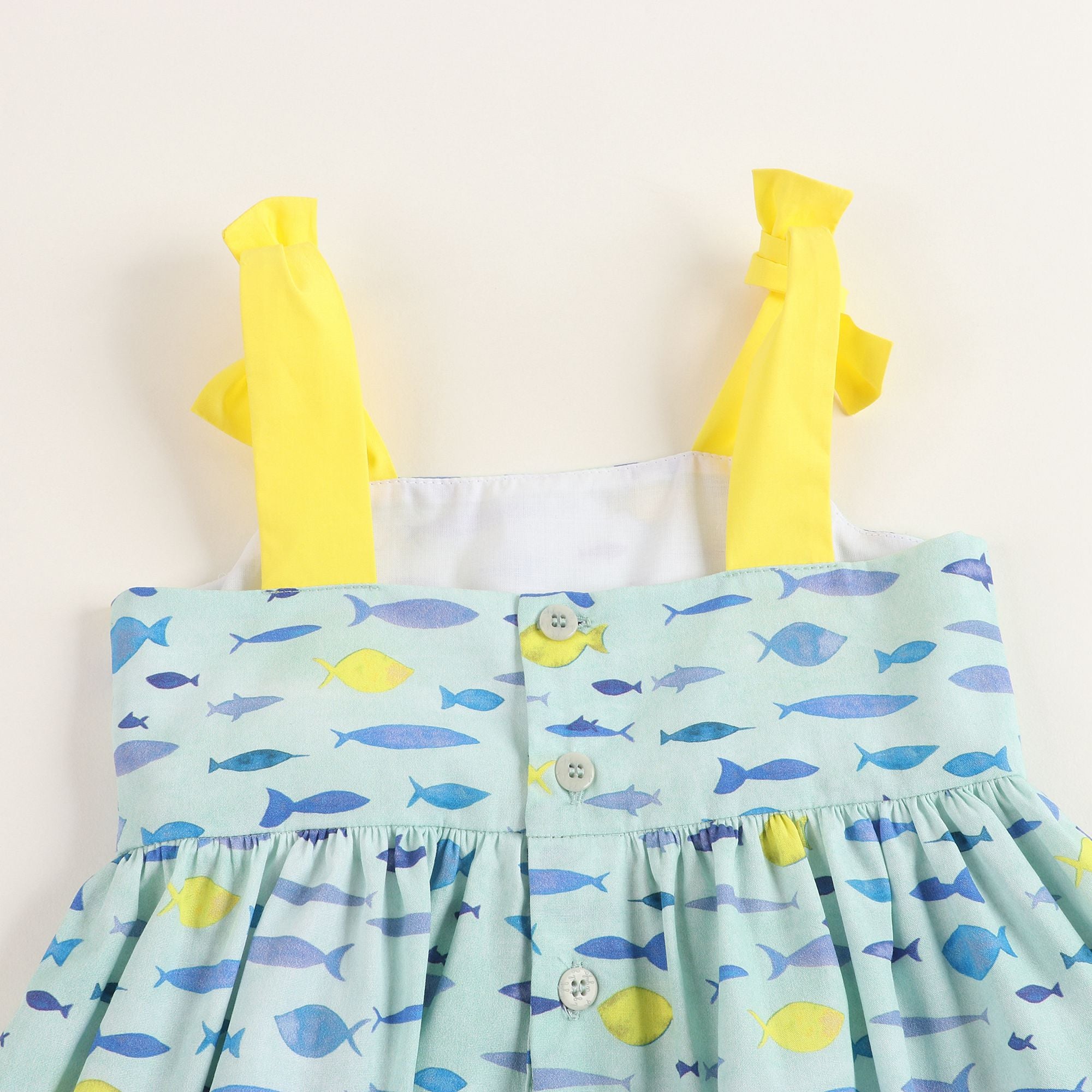 Baby Girls Cyan & Yellow Dress