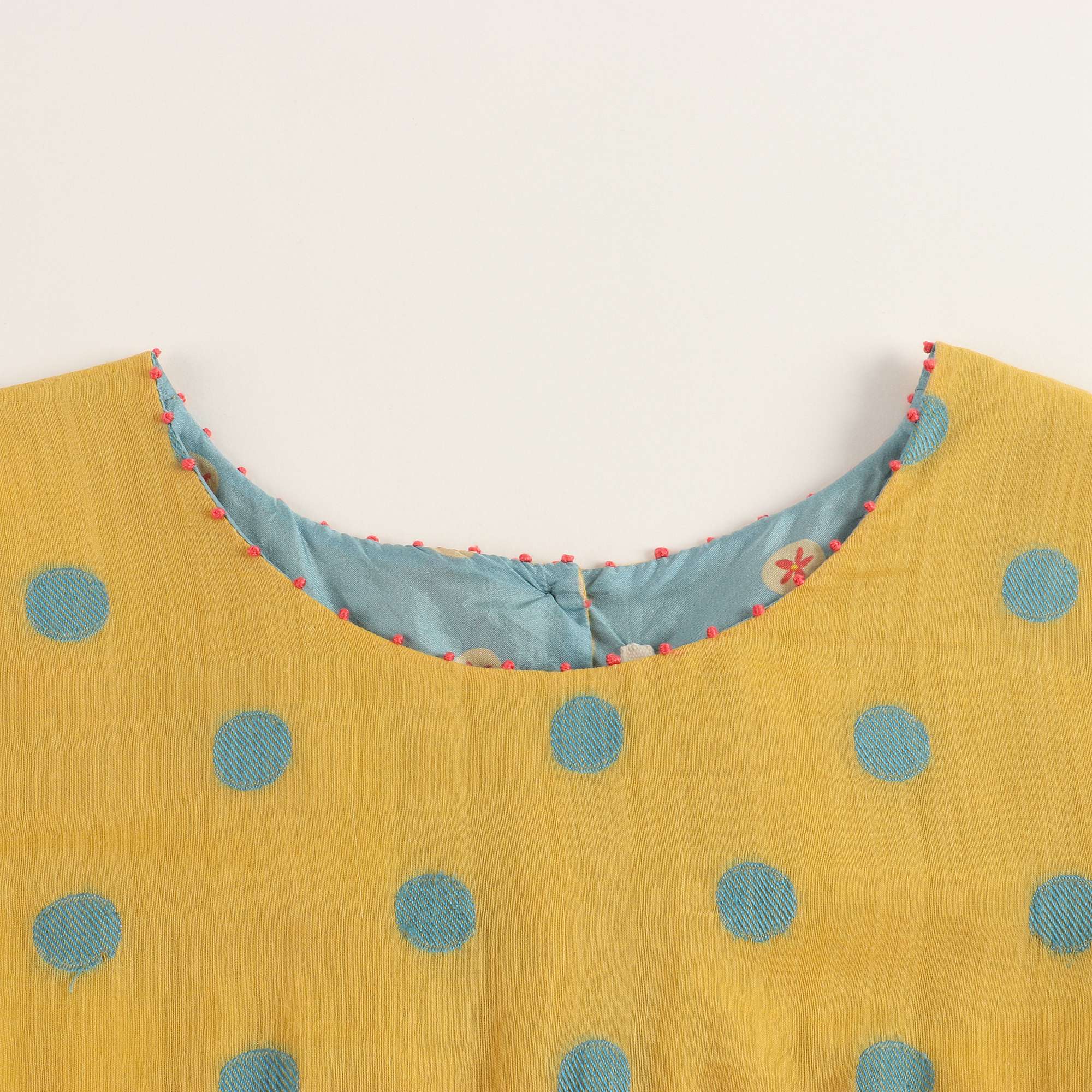 Girls Yellow & Cyan Points Dress