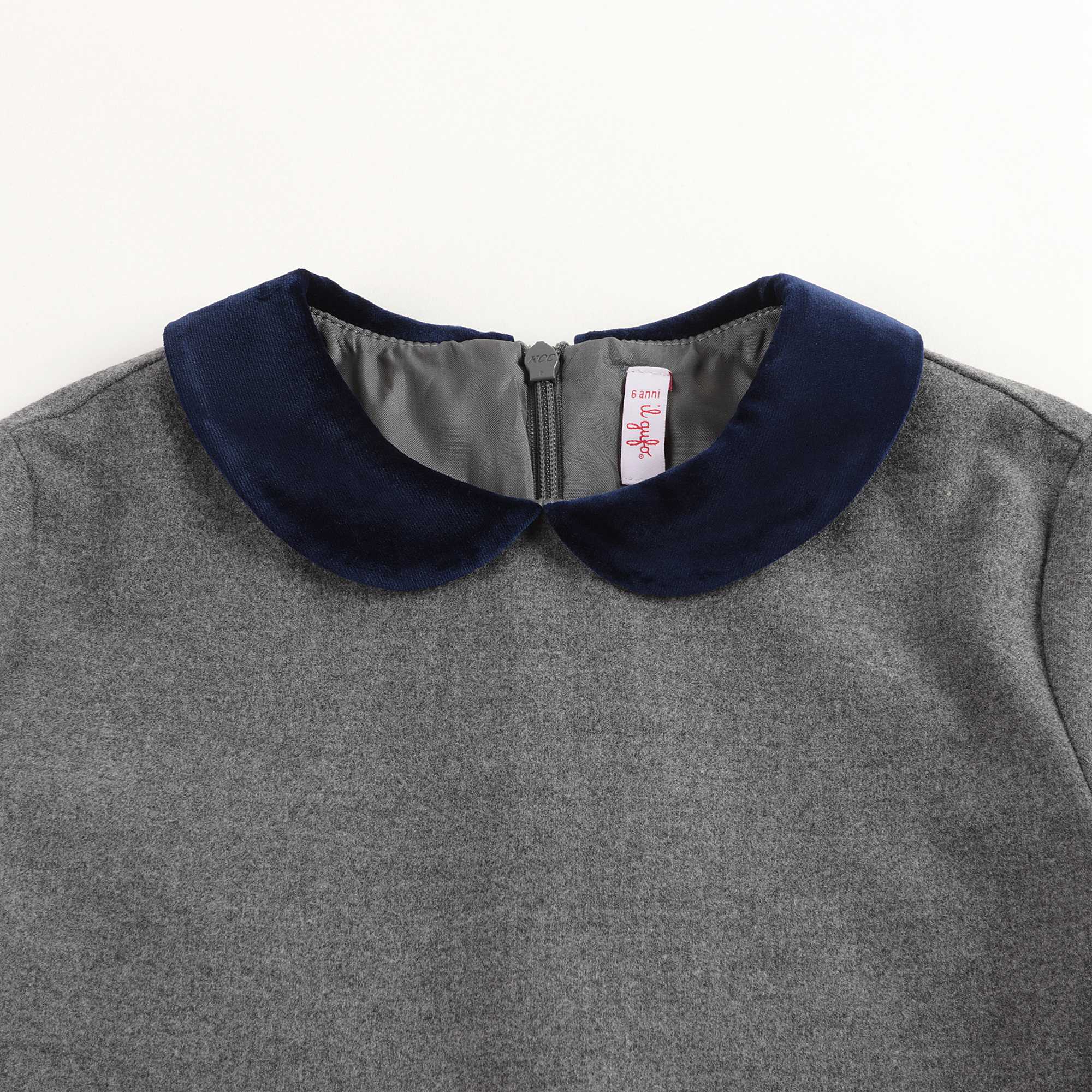 Girls Grey & Blue Collar Dress
