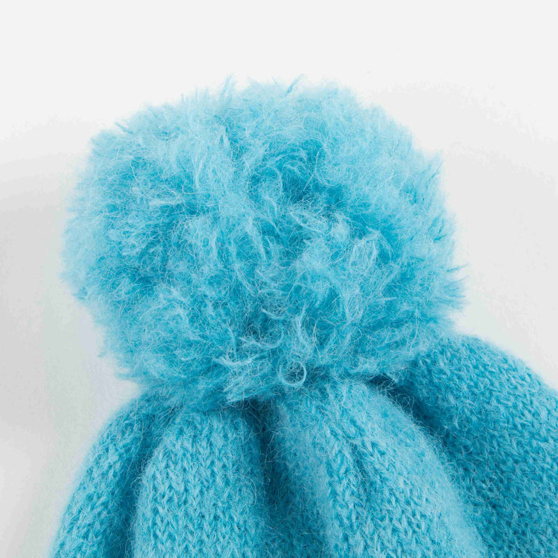 Girls Blue Alpaca Knitted Hat