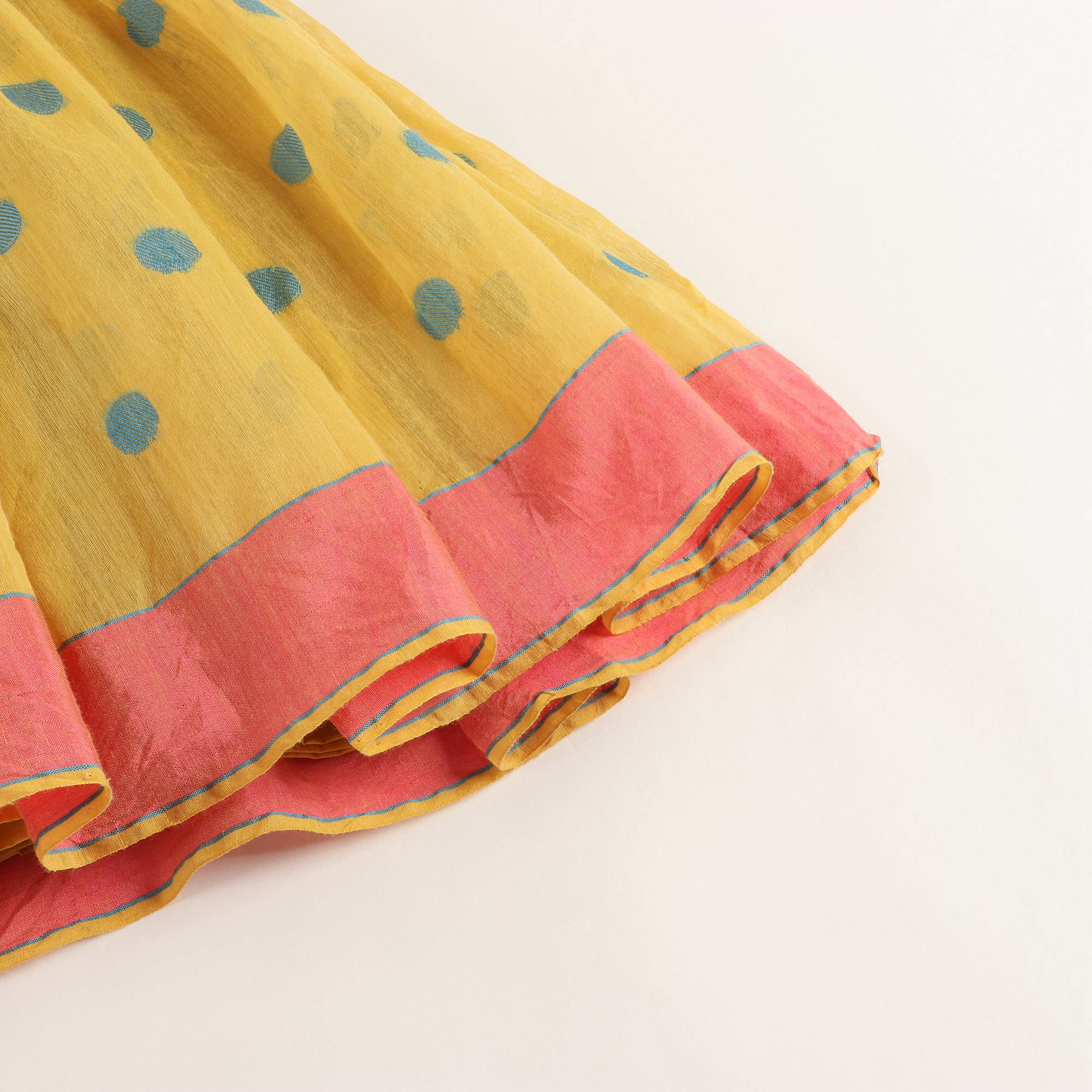 Girls Yellow & Cyan Points Dress