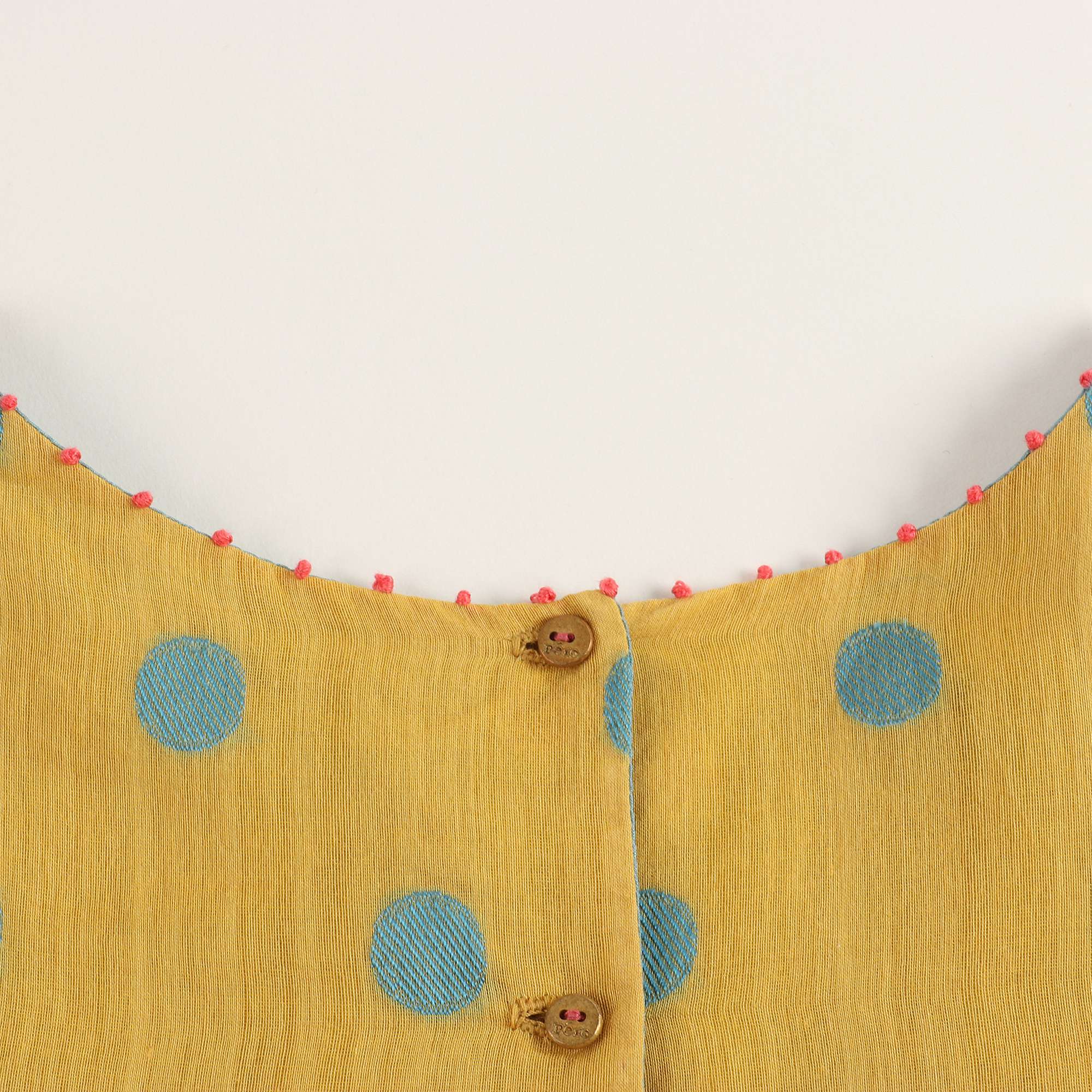 Girls Yellow & Cyan Points Dress