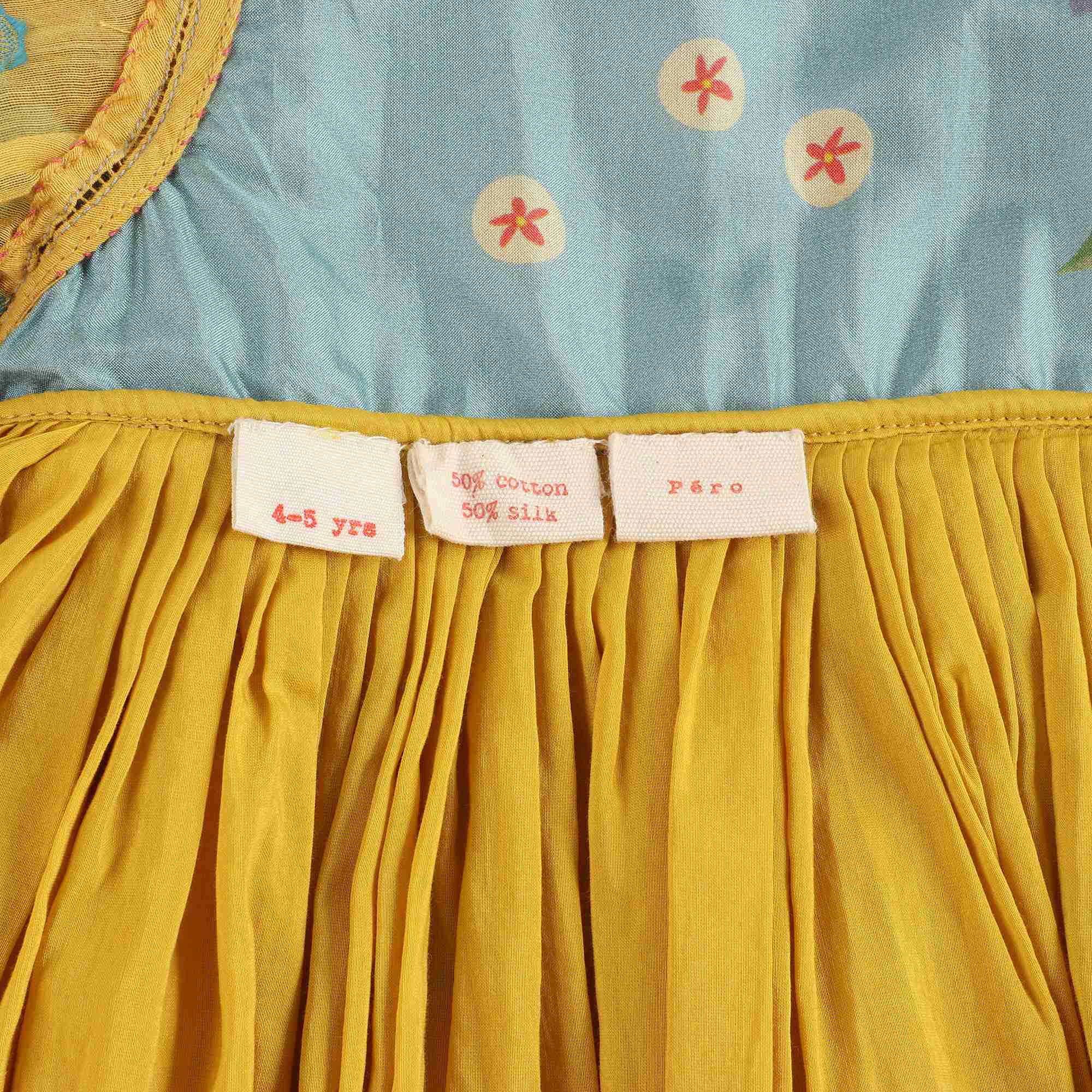 Girls Yellow & Cyan Points Dress