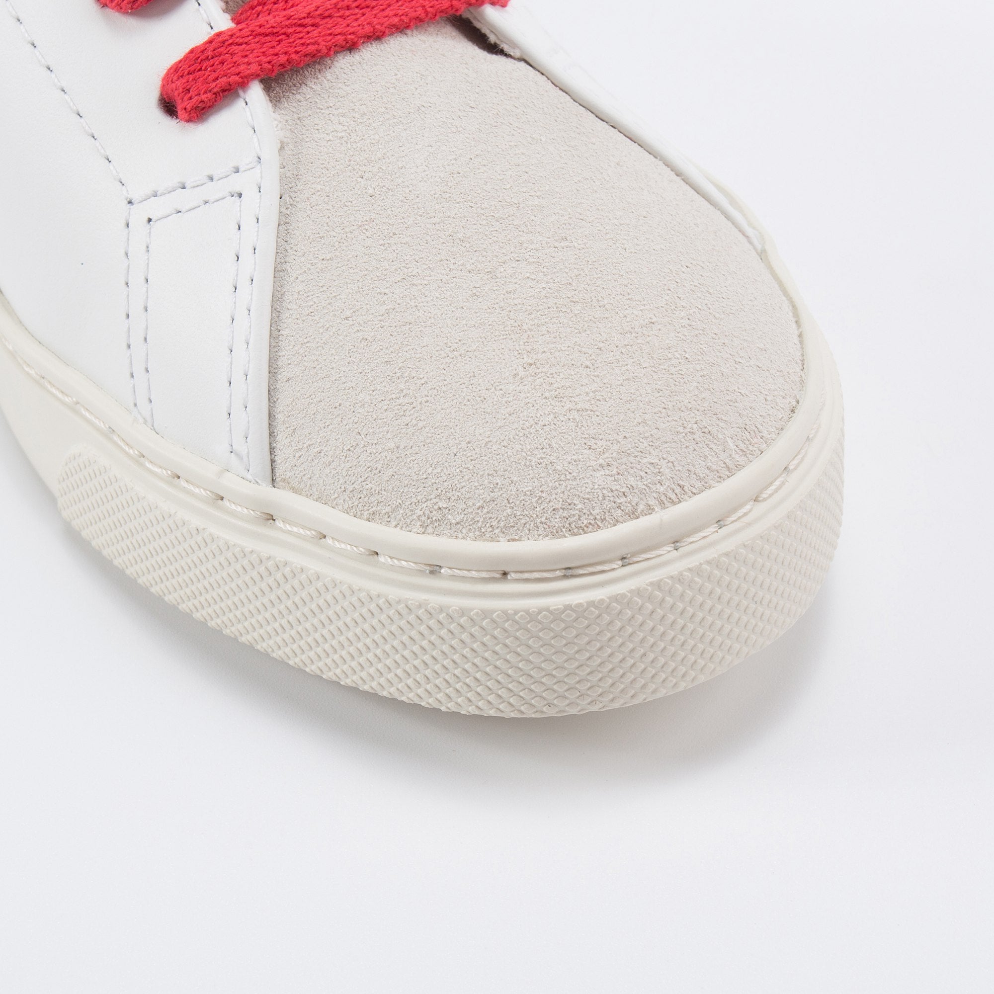 Girls White Leather Velcro With Blue "V" Shoes