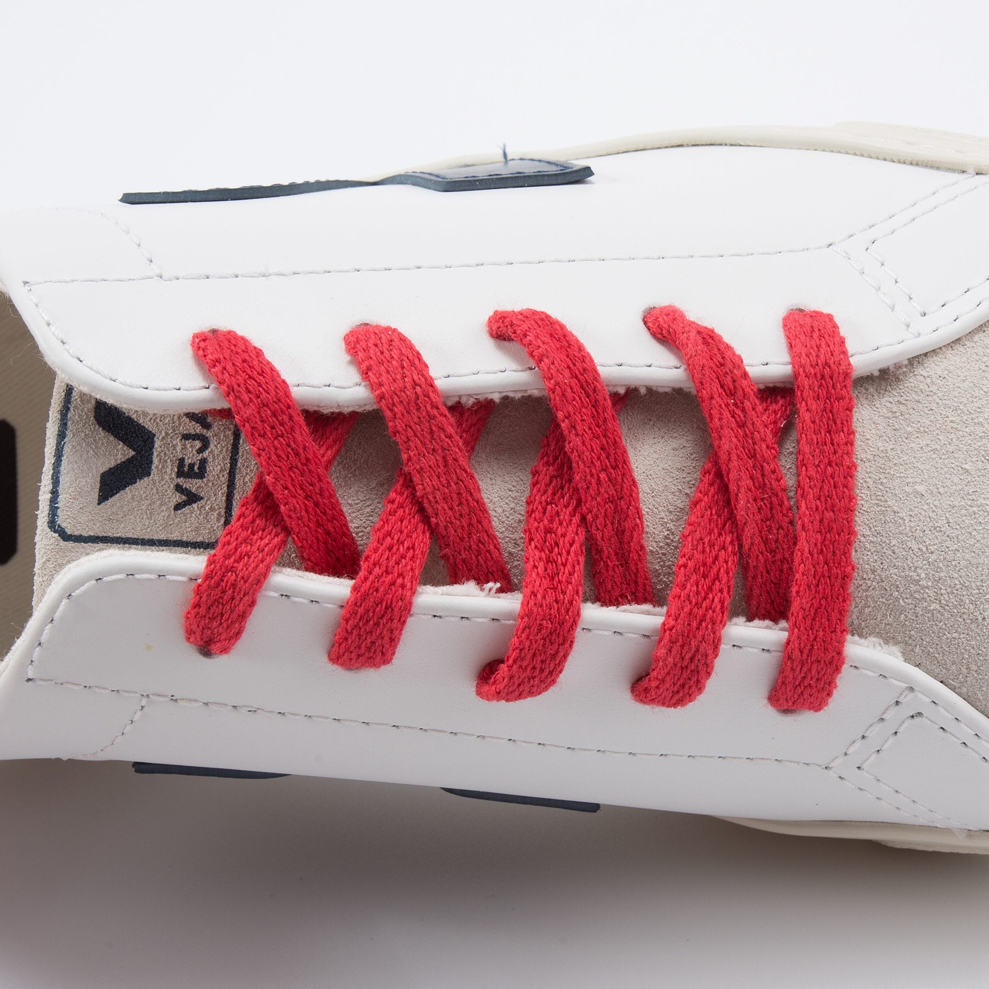 Girls White Leather Velcro With Blue "V" Shoes