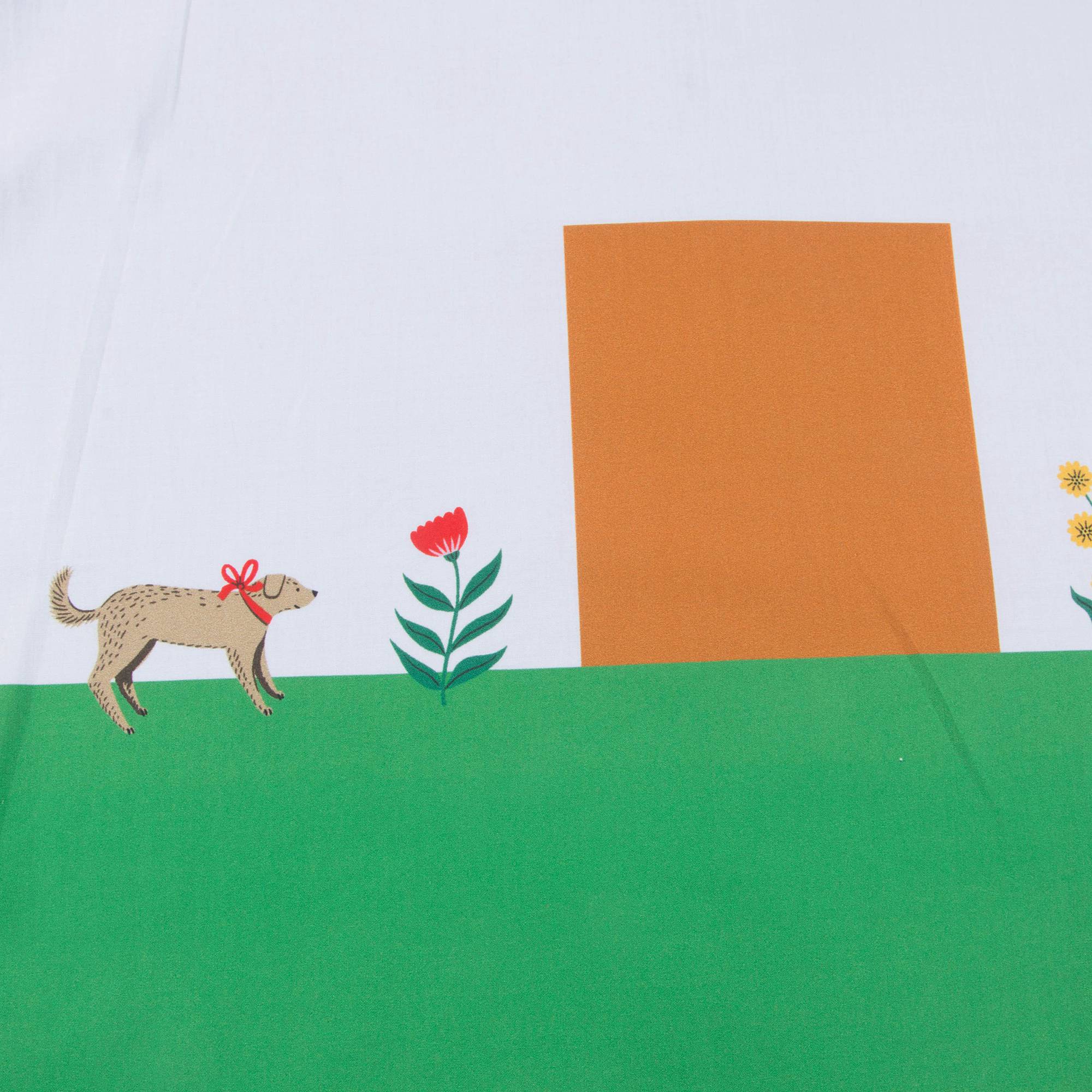 Girls White & Red Squadr Neck Cotton Dress