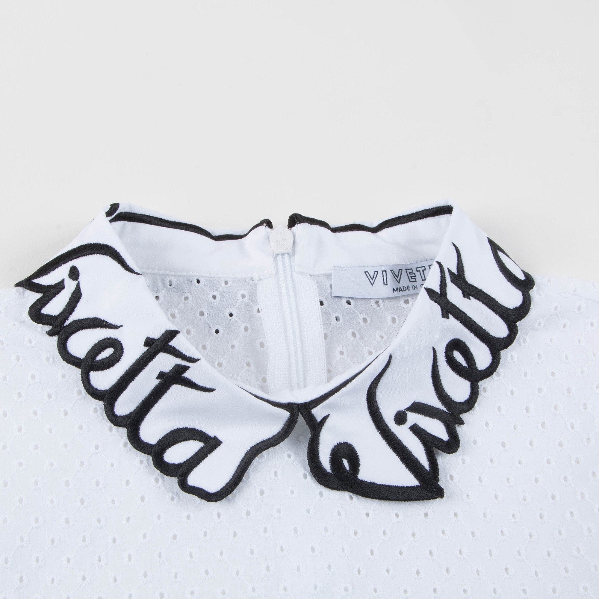 Girls White Collar And Embroidery Cotton Woven Dress