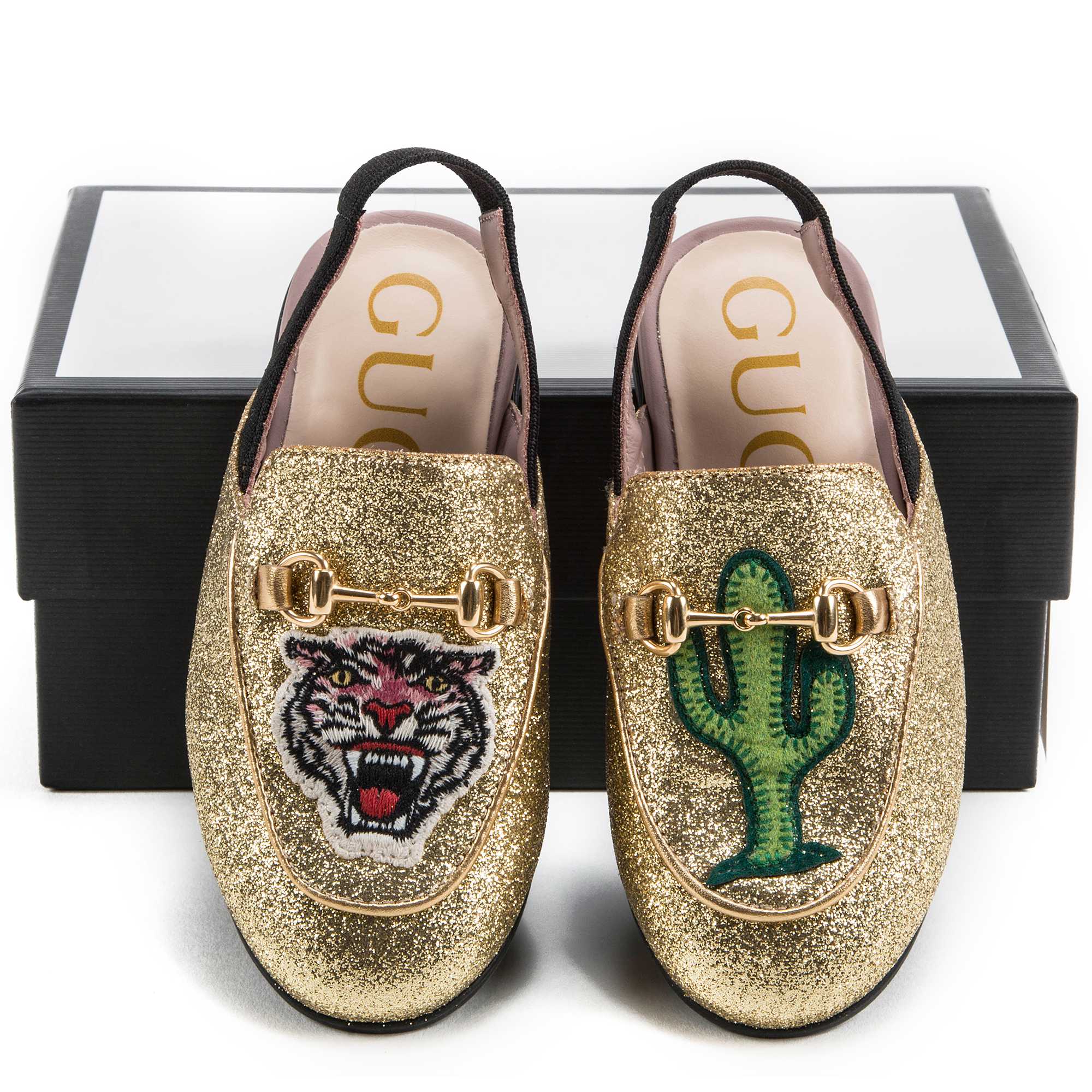 Girls Golden Printed Shoes