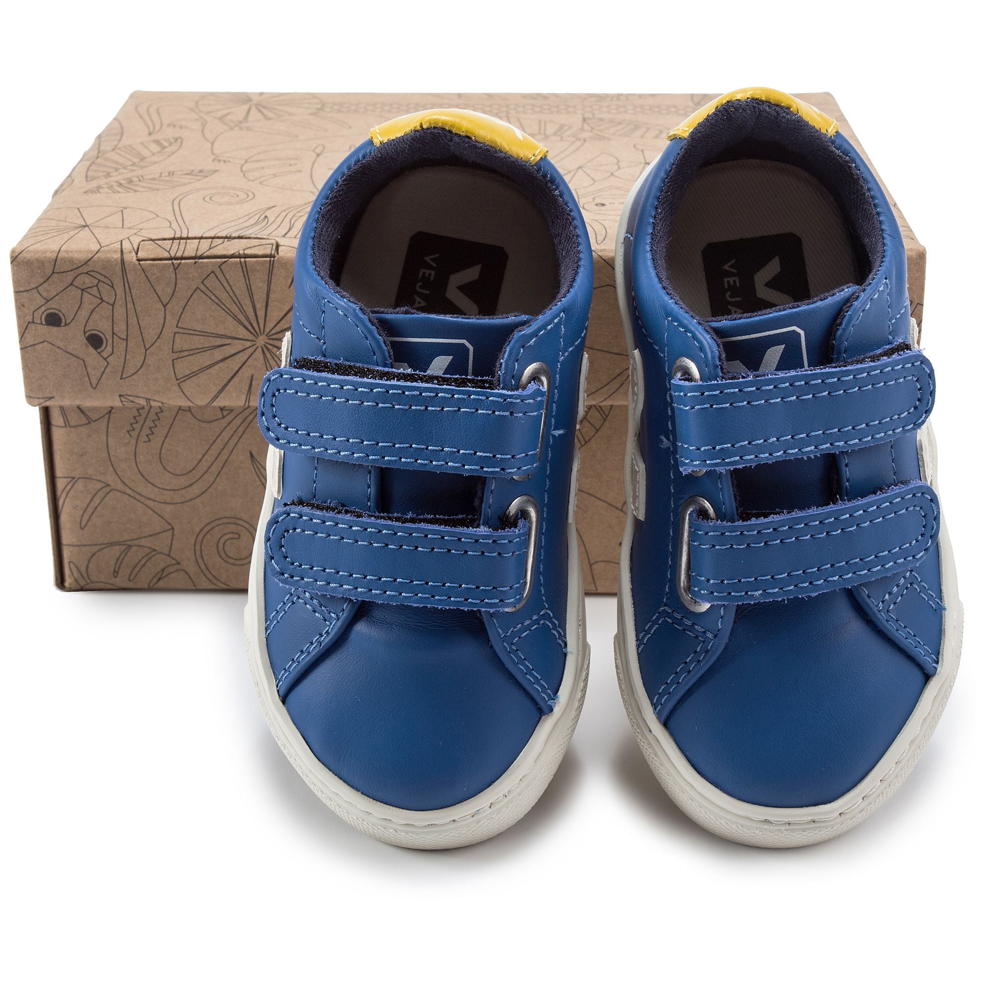 Baby Blue Leather Velcro With White "V" Shoes