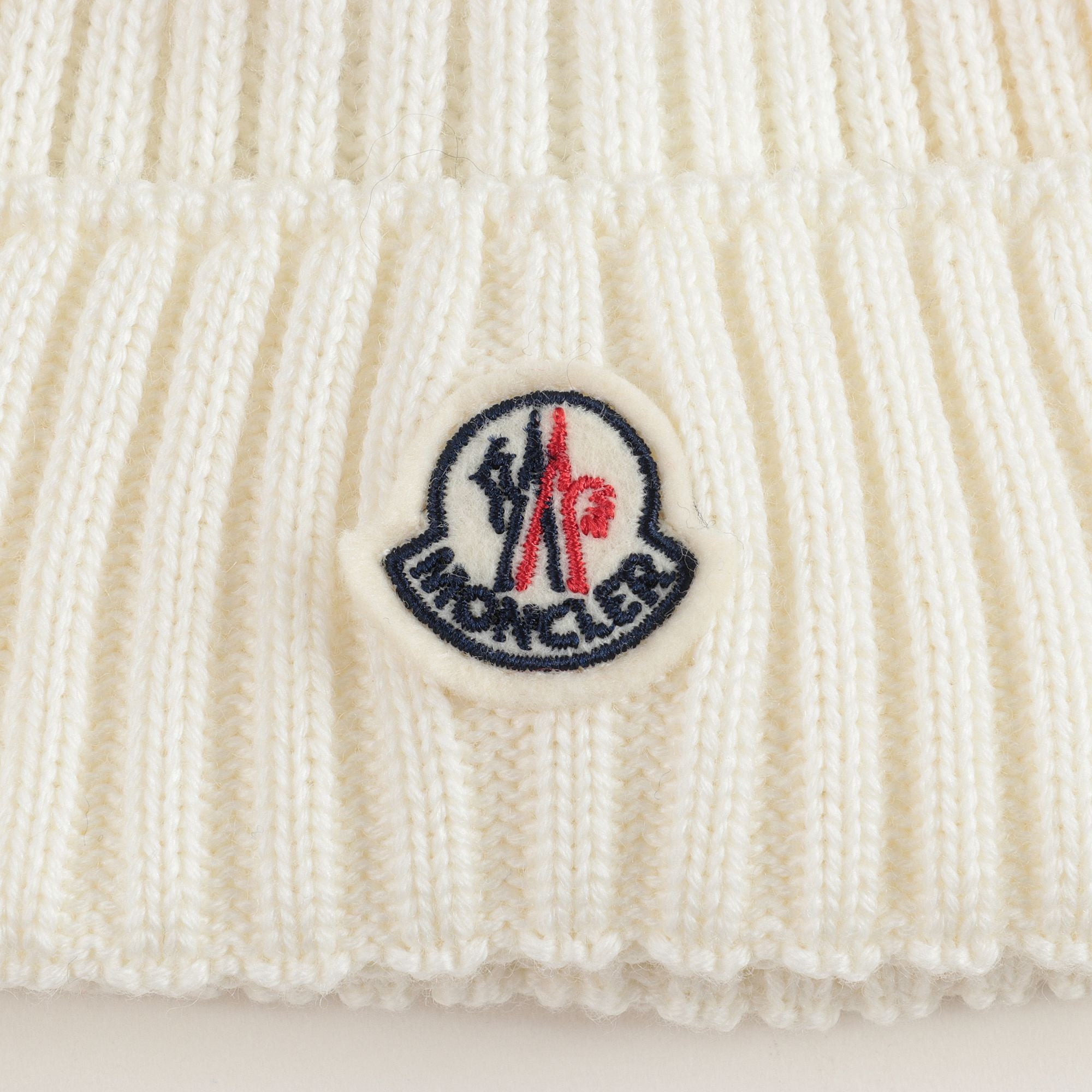 Girls White Logo Virgin Wool Hat