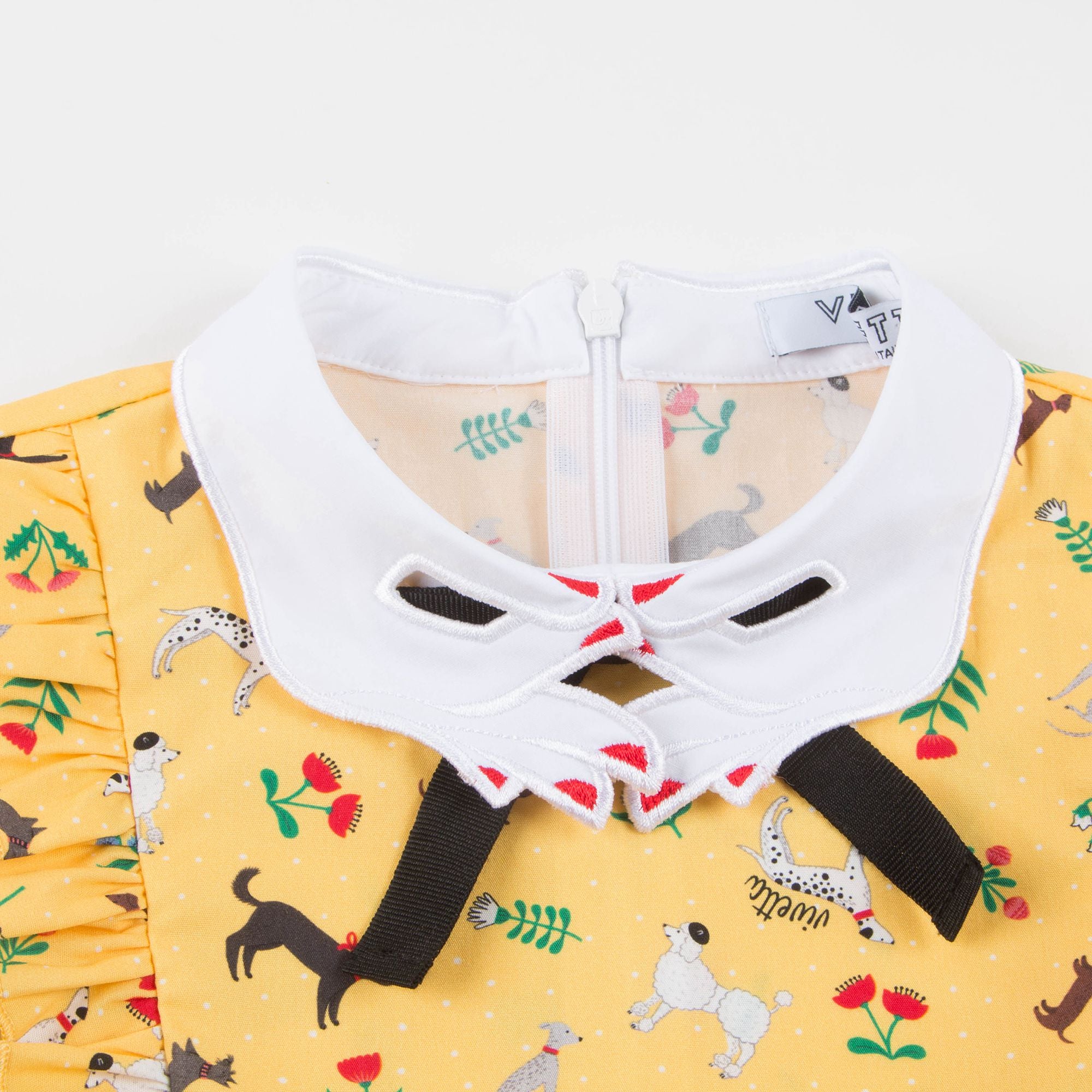 Girls Yellow Hand Collar Cotton Woven Dress