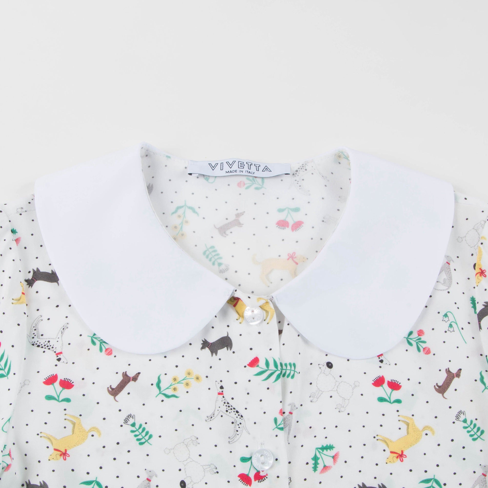 Girls Light Blue Collar Printed Wide Shirt