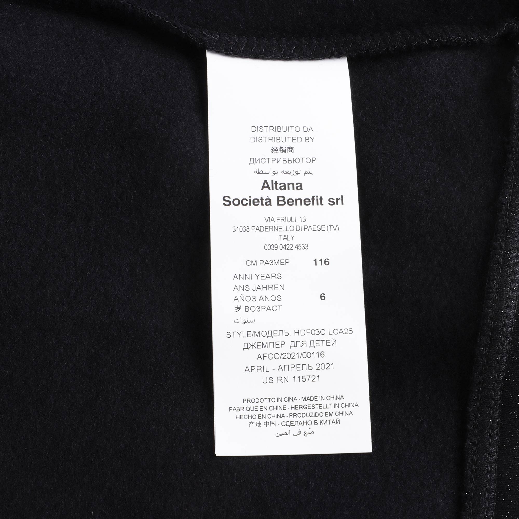 Girls Black Logo Cotton Sweatshirt