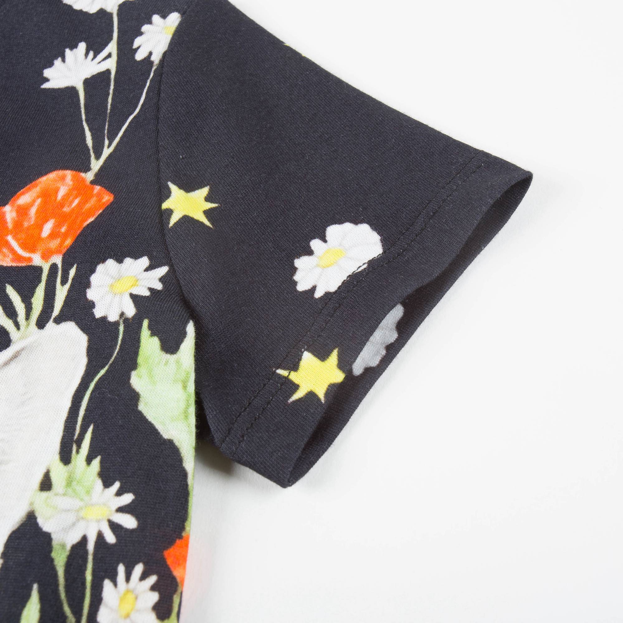 Girls Black Multicolor Cat T-shirt