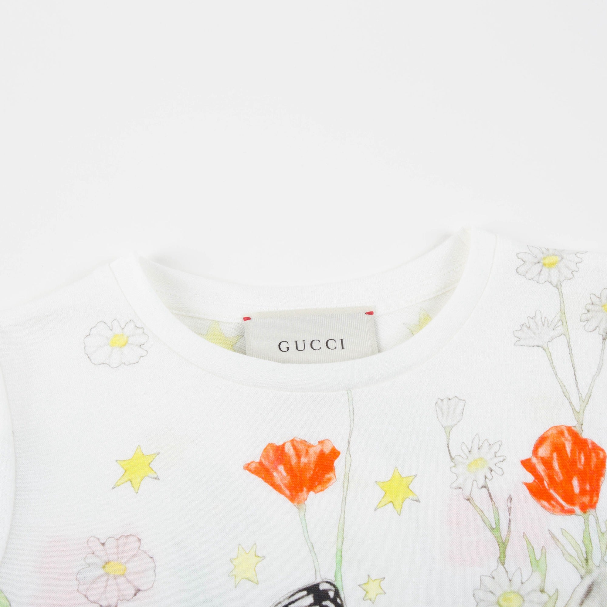 Girls White Multicolor Cat T-shirt