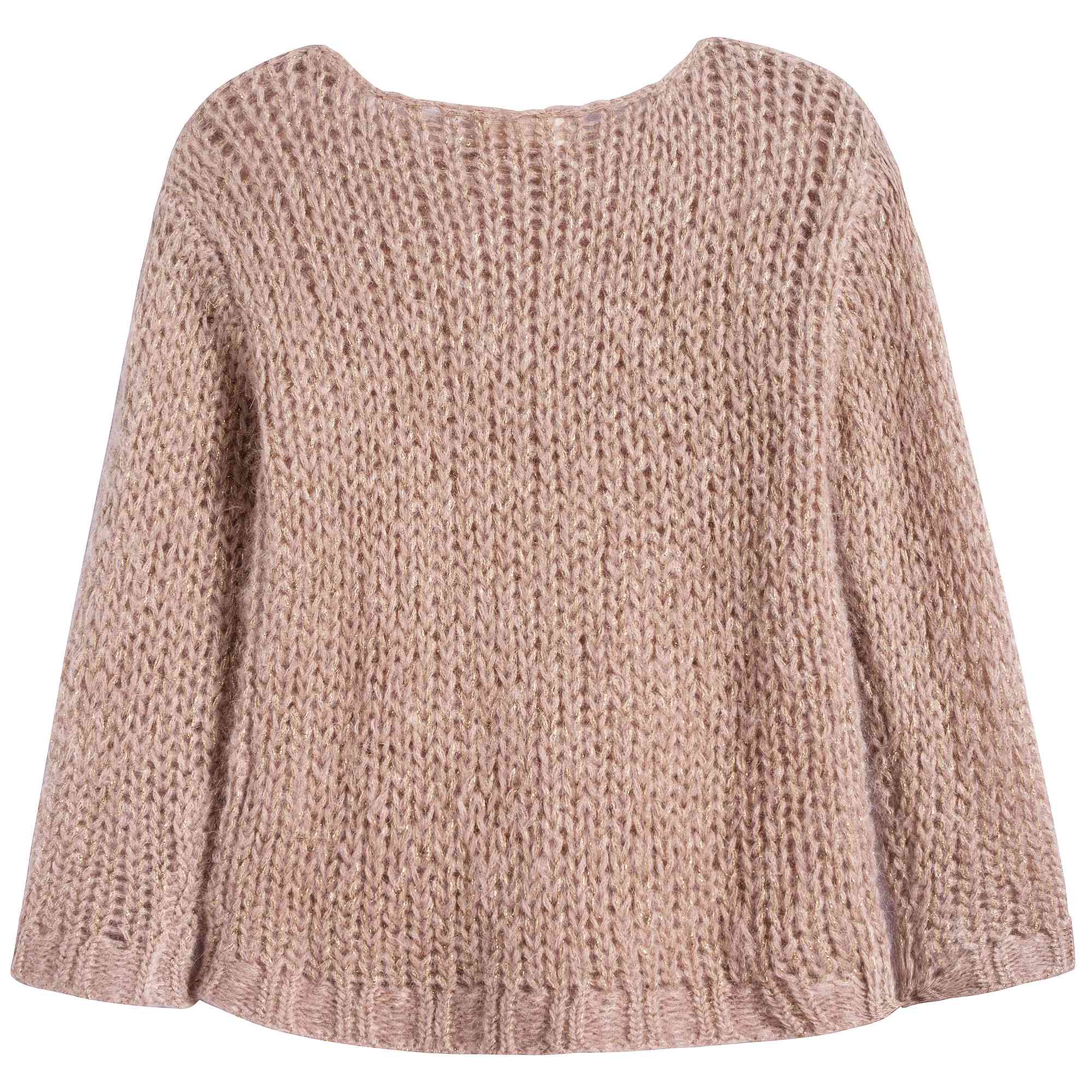 Girls Pink Mohair Gold Lurex Sweater