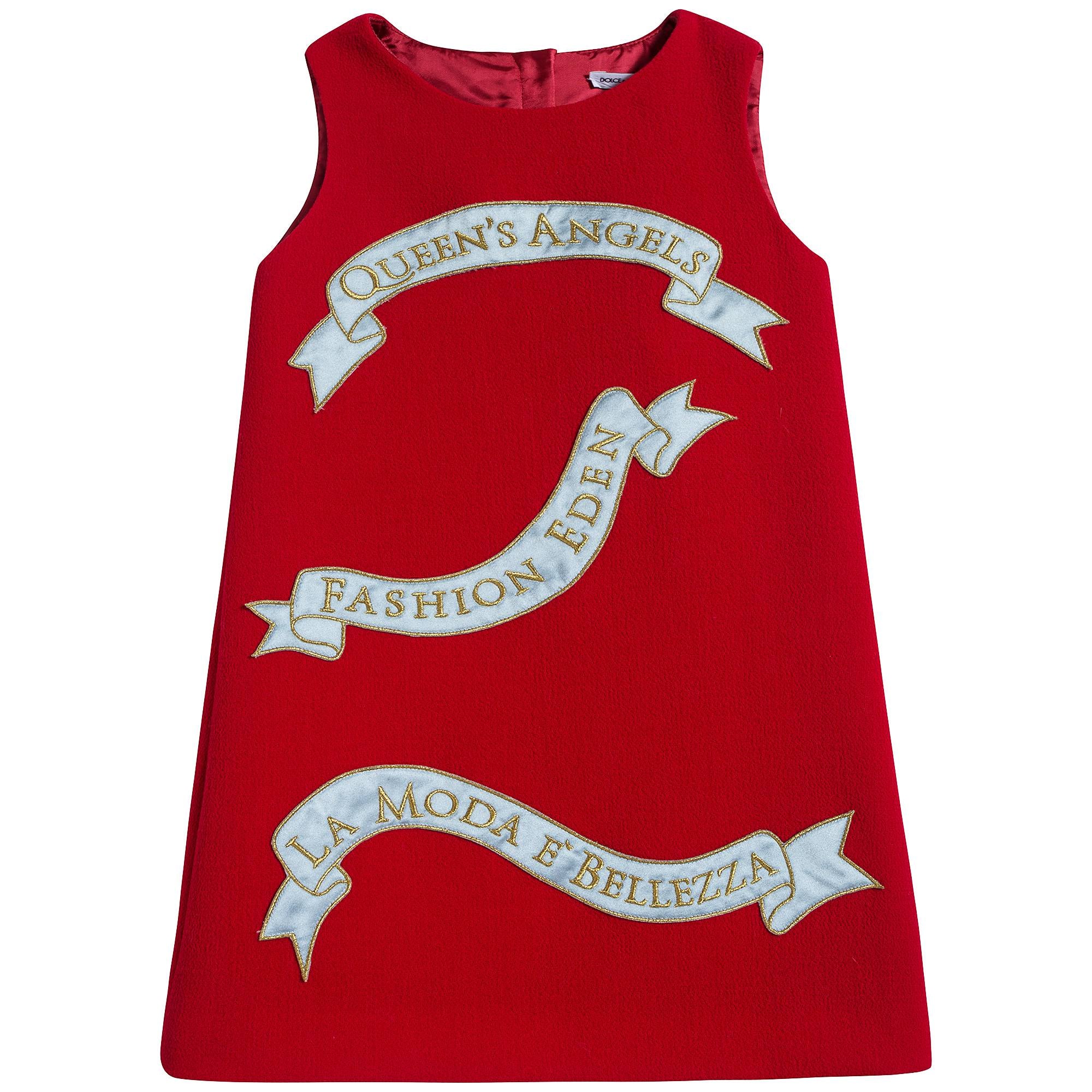 Girls Bright Red Wool Dress