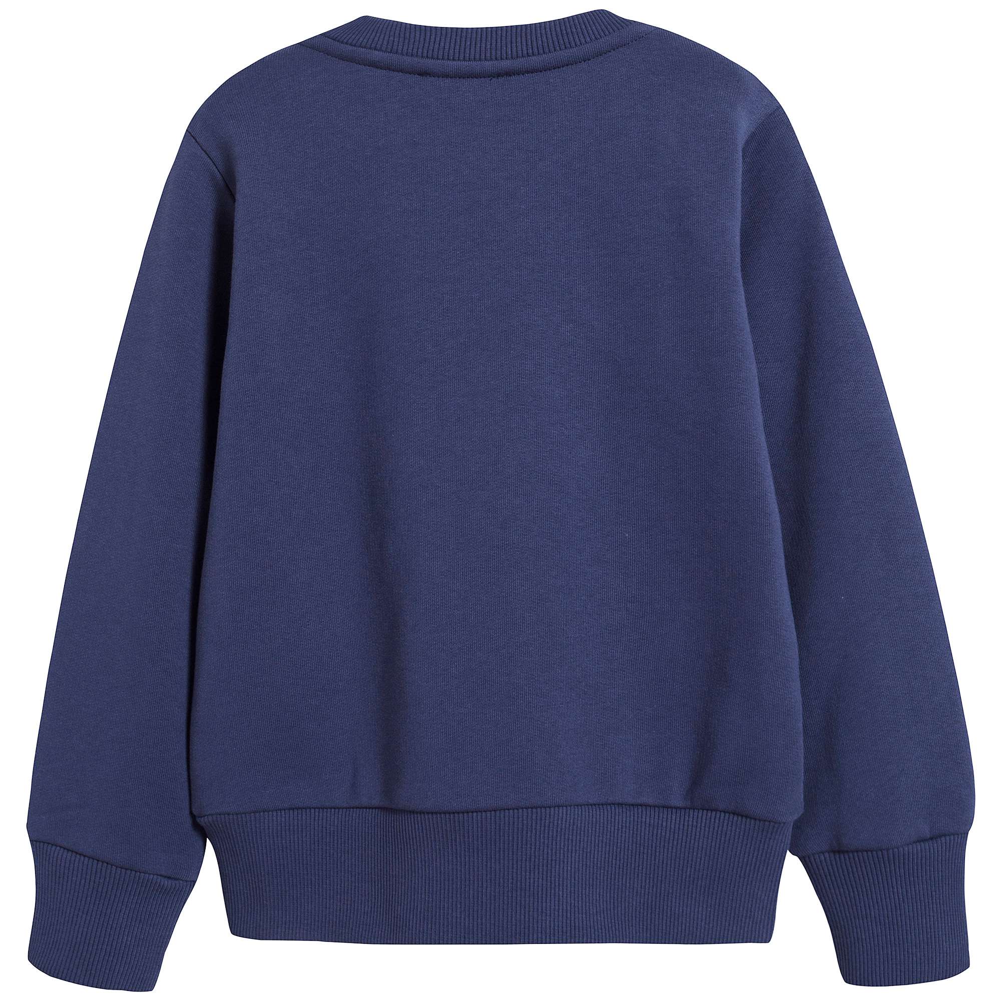 Boys Dark Blue Logo Cotton Sweater