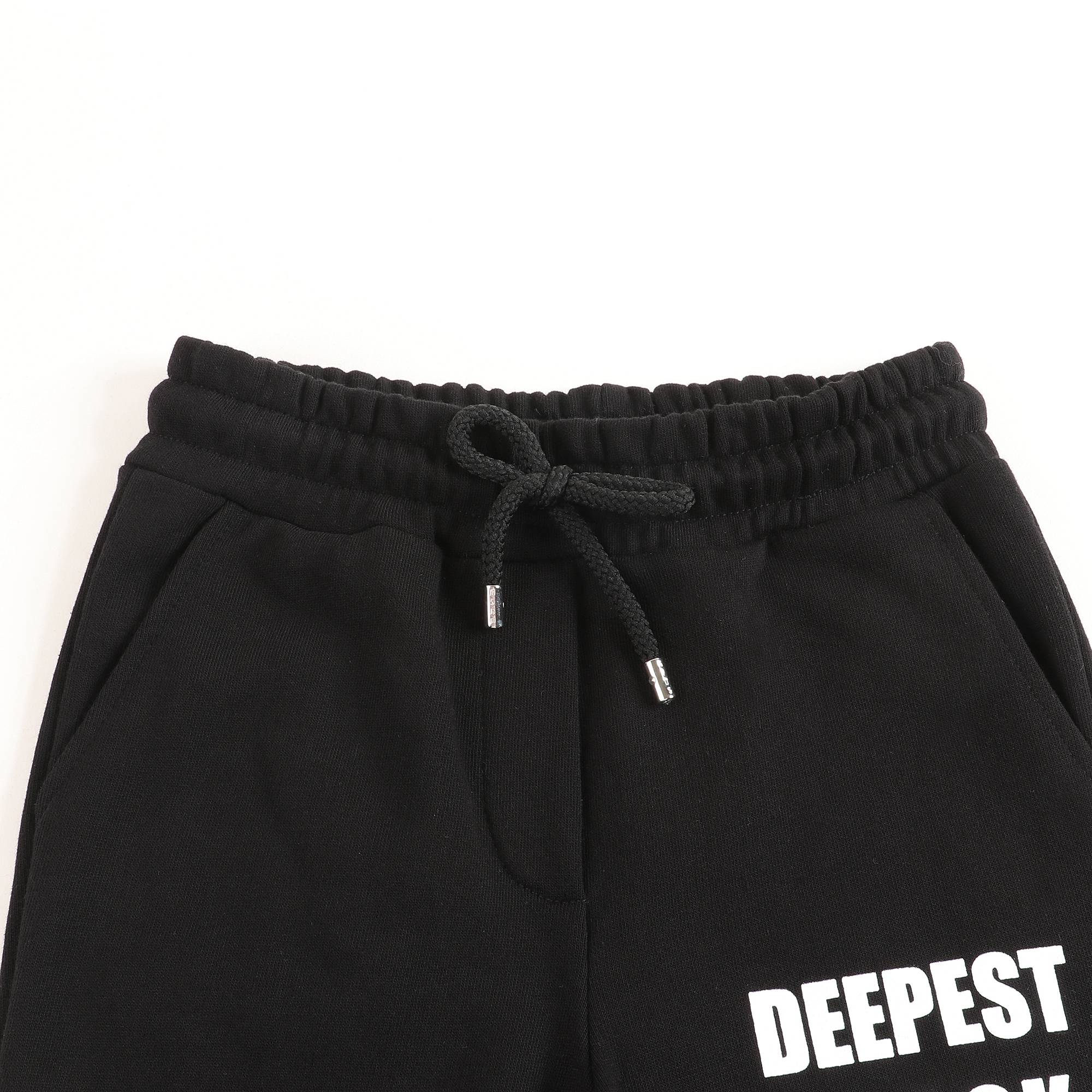 Girls Black Logo Cotton Trousers