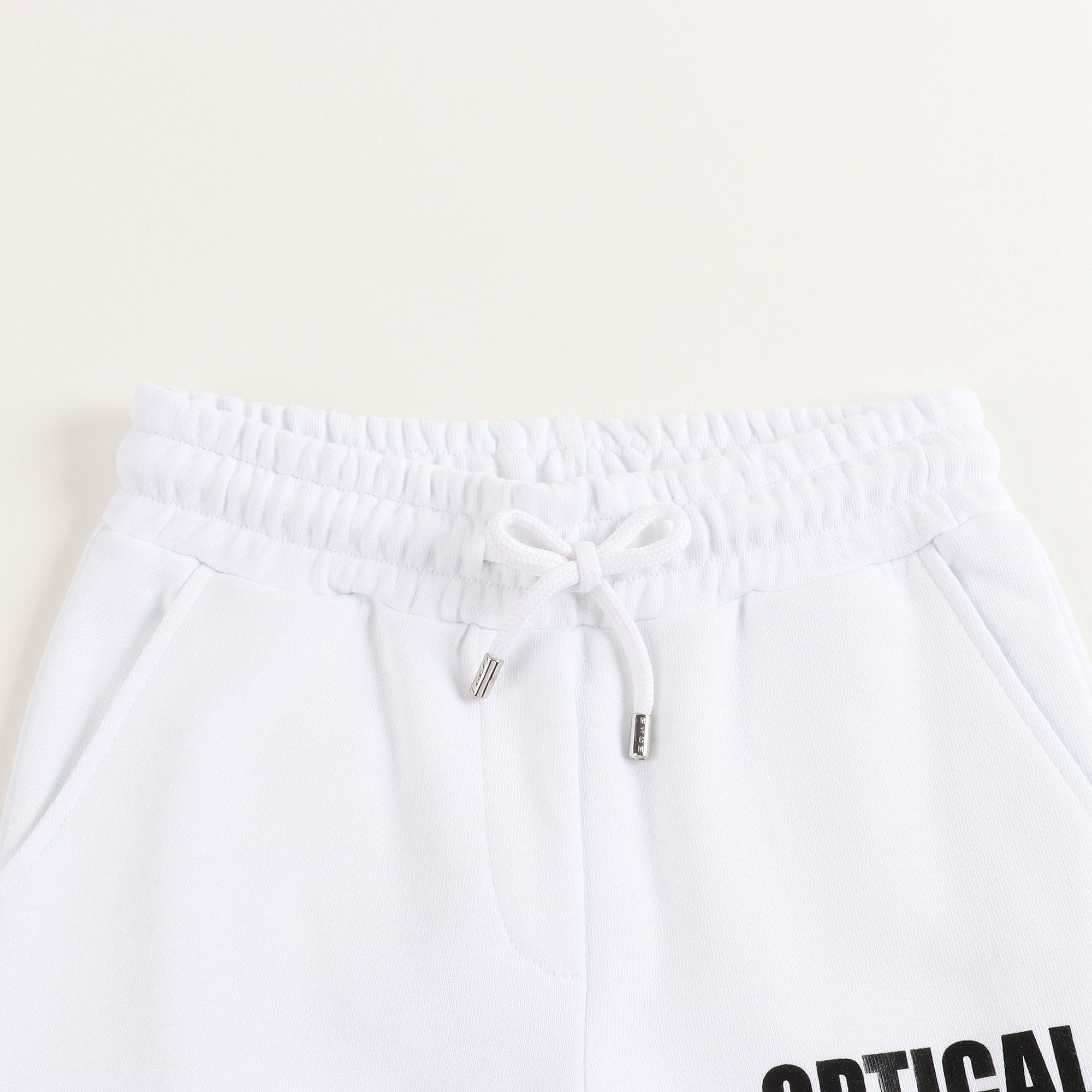 Girls White Logo Cotton Trousers