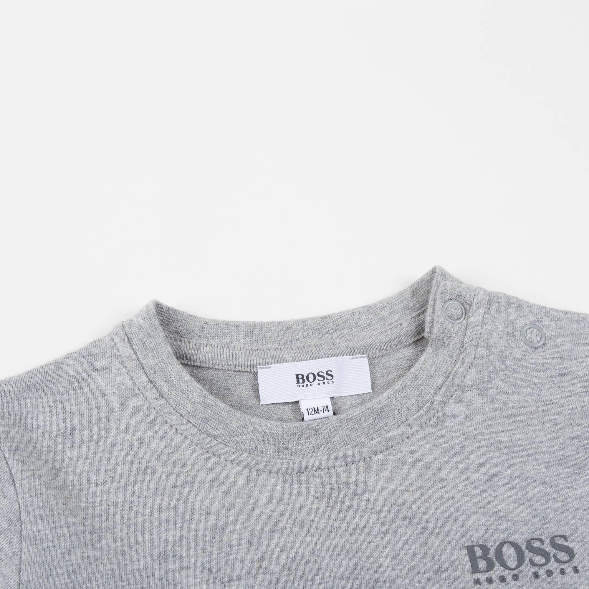 Baby Boys White & Grey Cotton T-Shirt