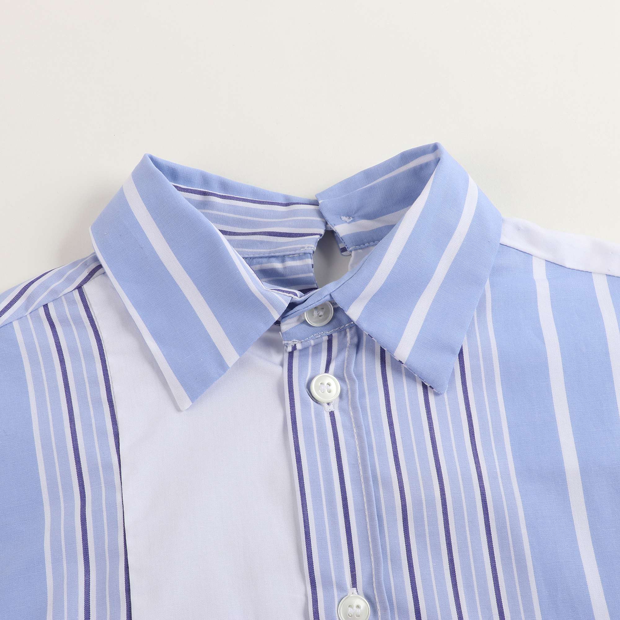 Girls Sky Blue Striped Cotton Shirt