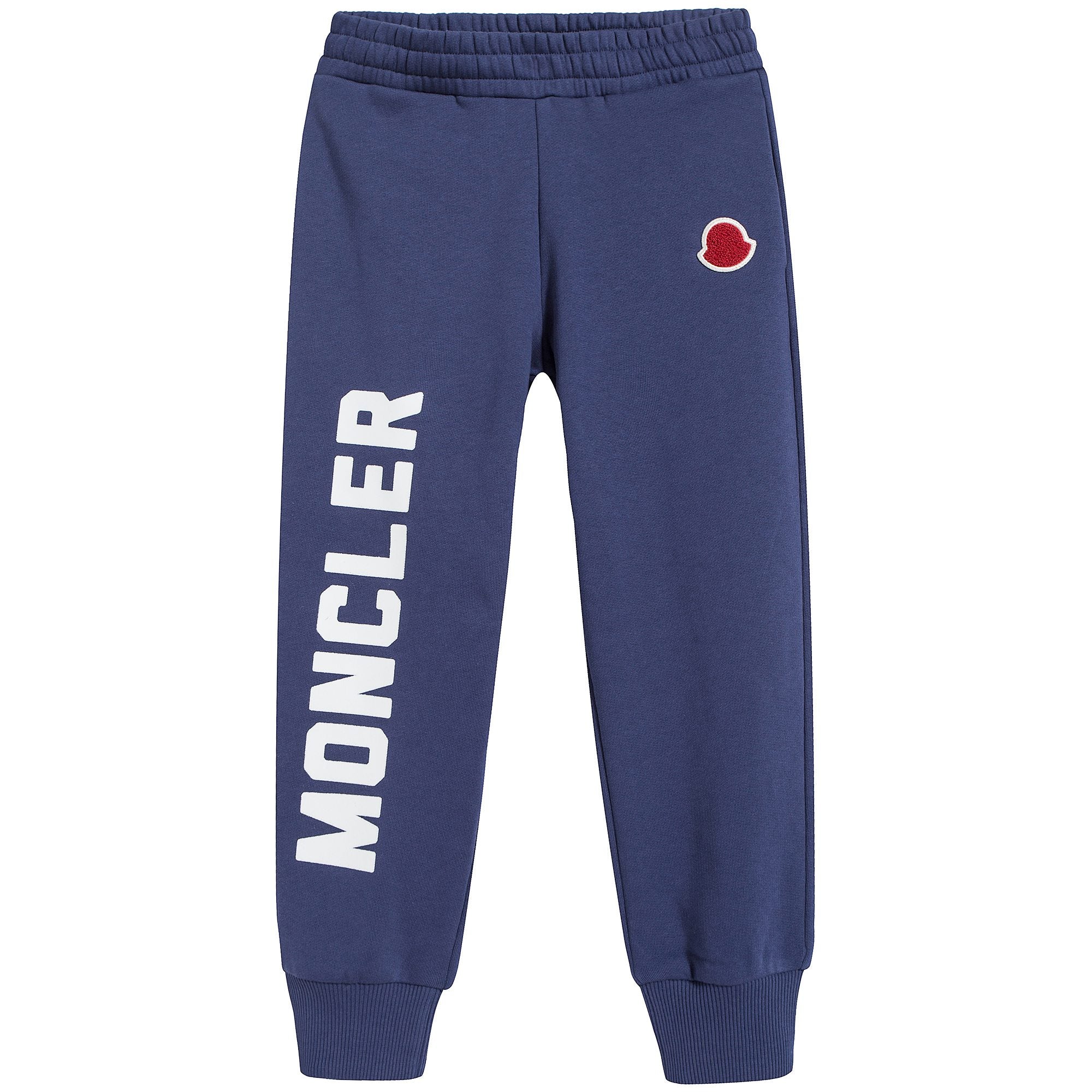 Boys Dark Blue Logo Cotton Trousers