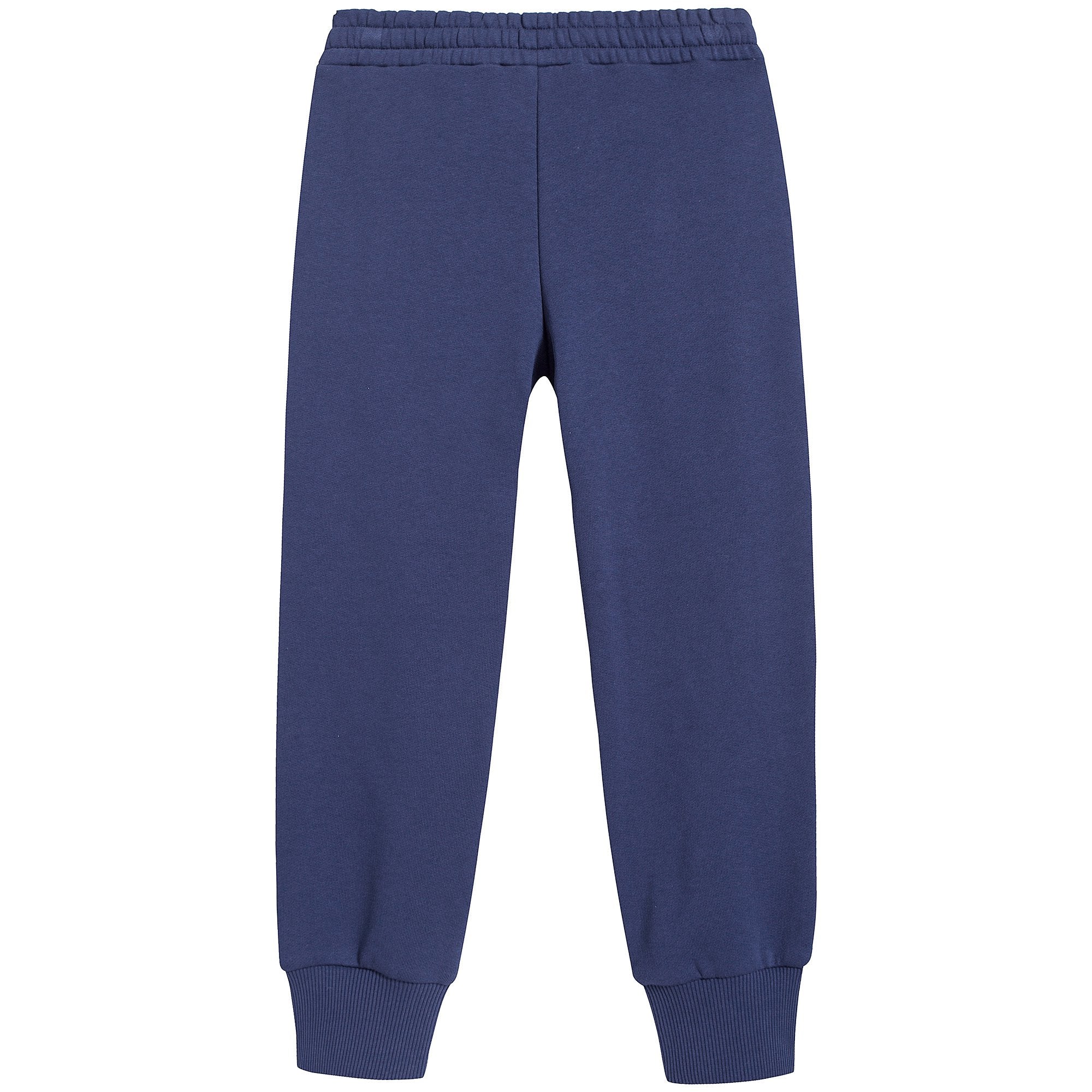 Boys Dark Blue Logo Cotton Trousers