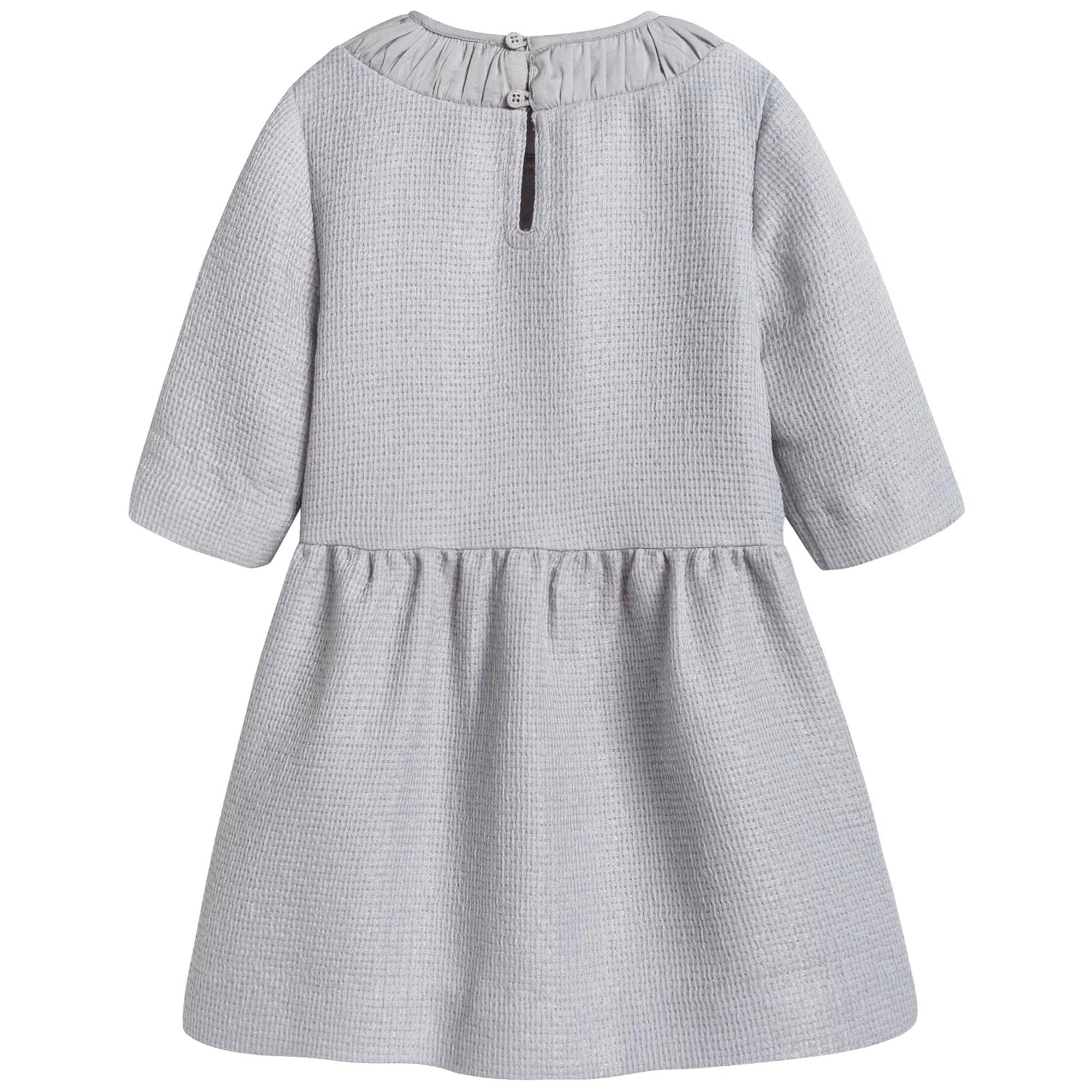 Girls Heather Grey Cotton Crew Collar 'Anaise' Dress