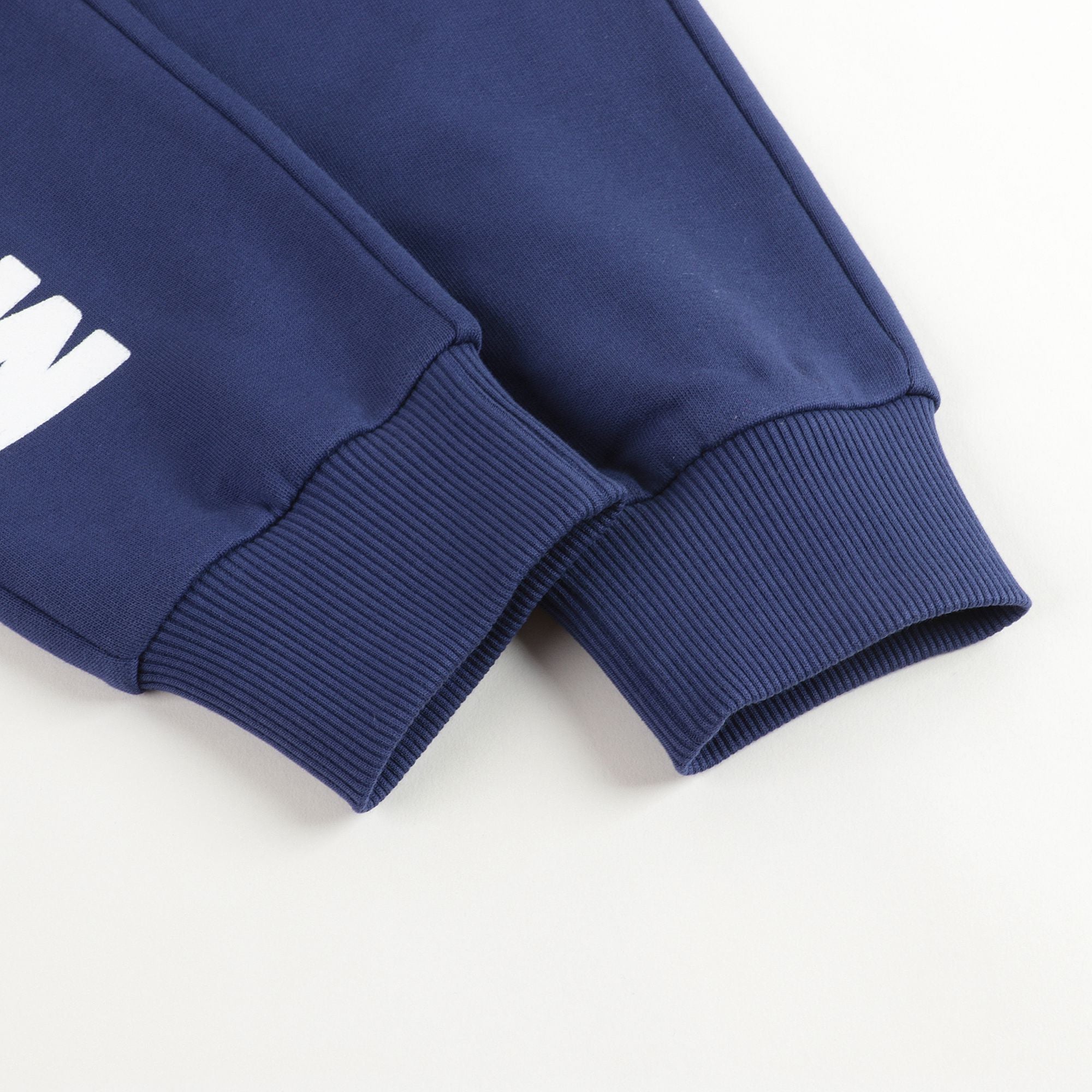 Boys Dark Blue Logo Cotton Trousers