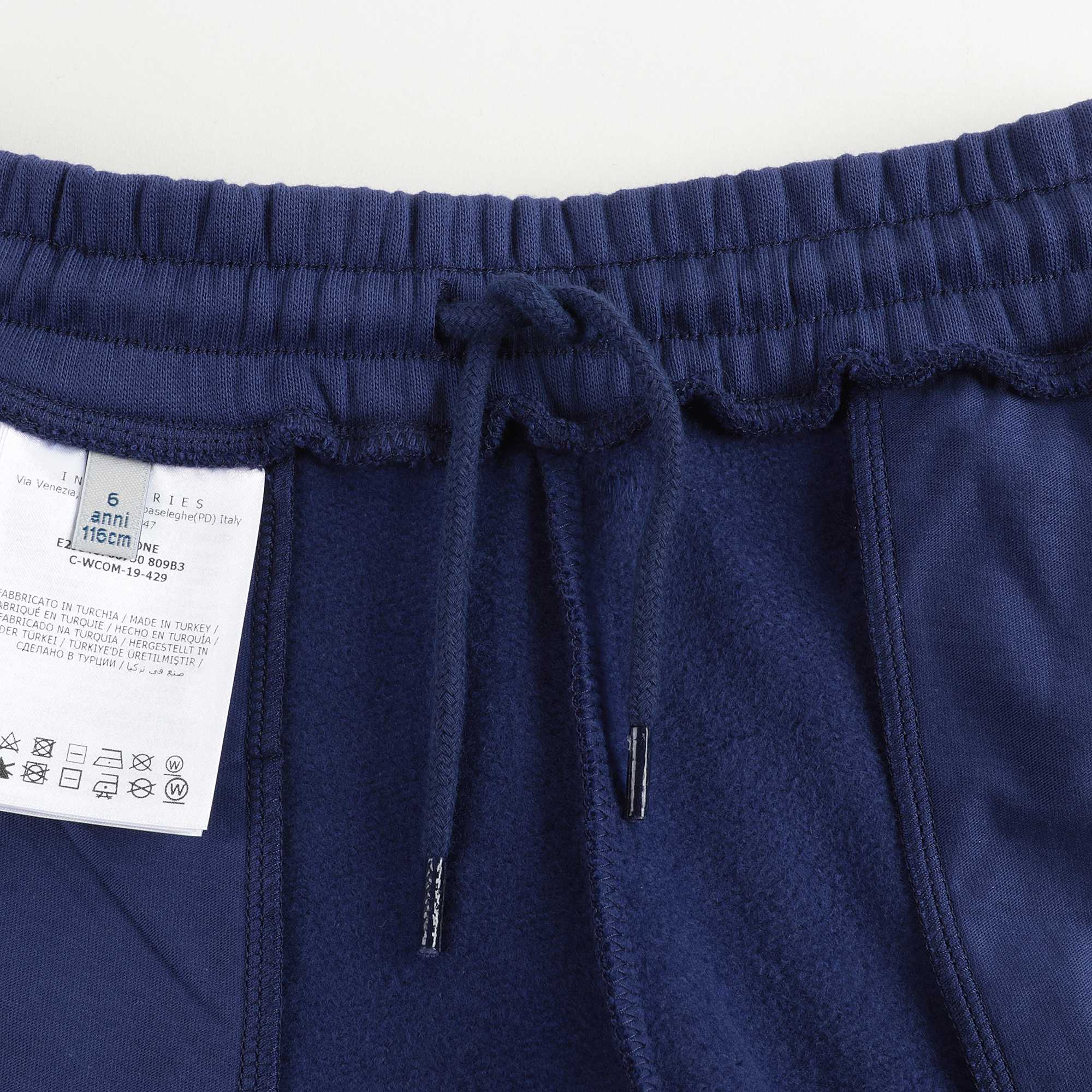 Boys Dark Blue Logo Cotton Trousers