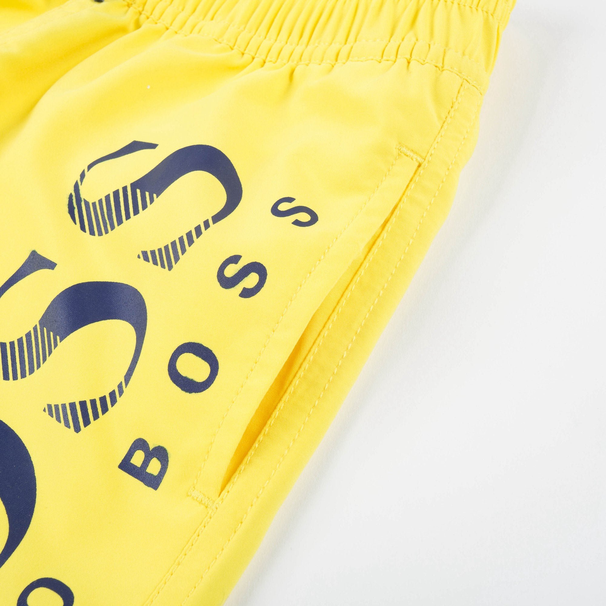 Boys Yellow Polyester Logo Short