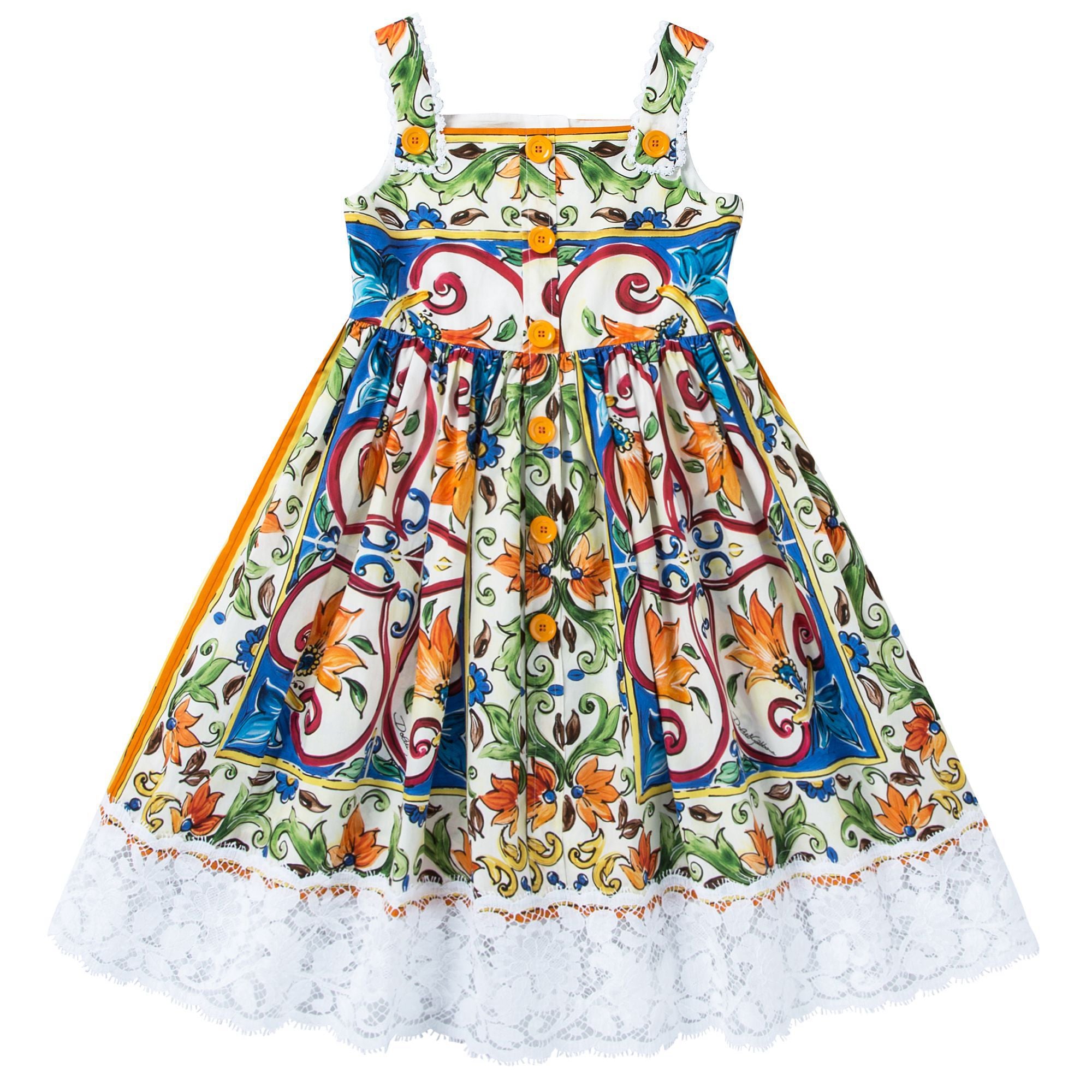 Girls Blue & Green "Maiolica" Dress
