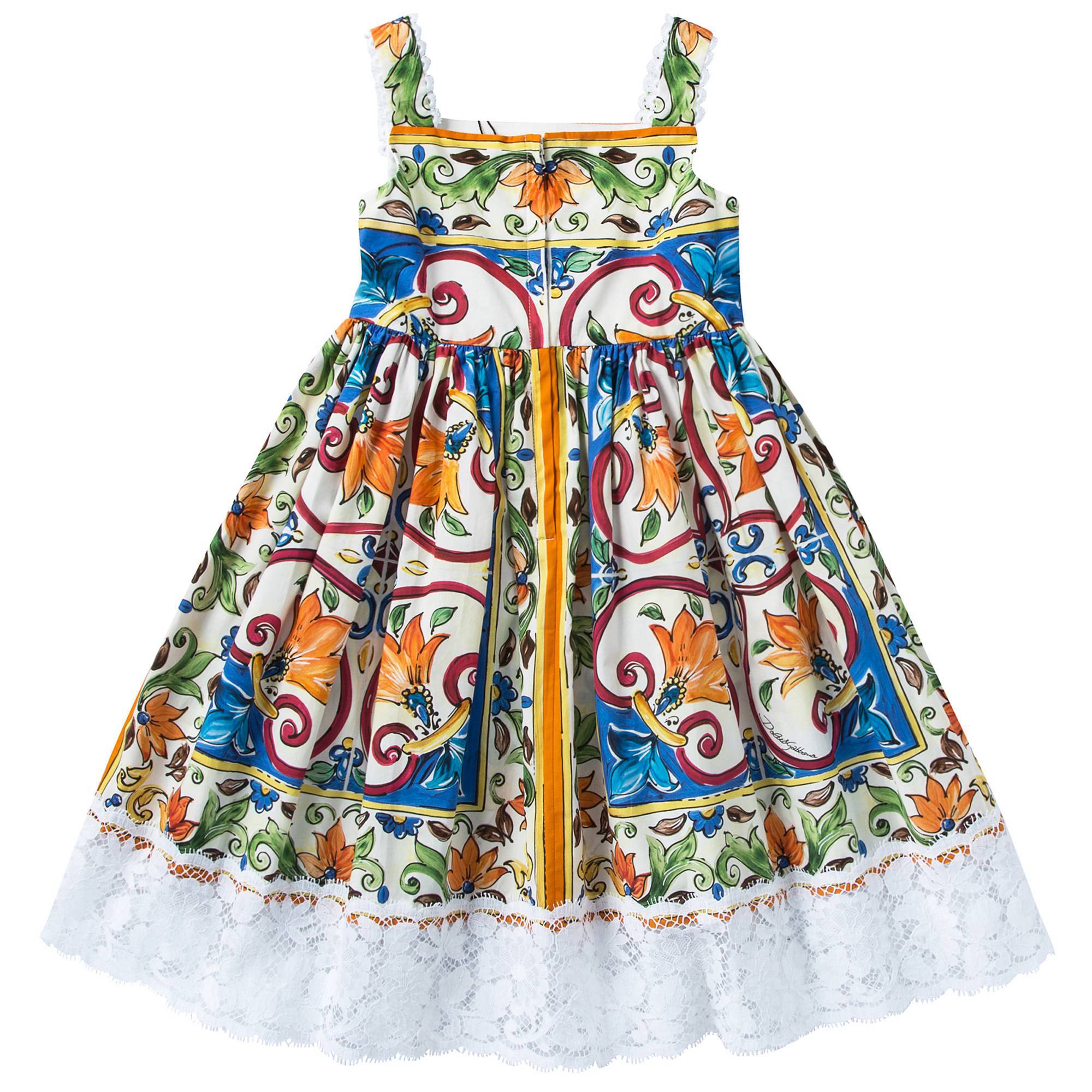 Girls Blue & Green "Maiolica" Dress