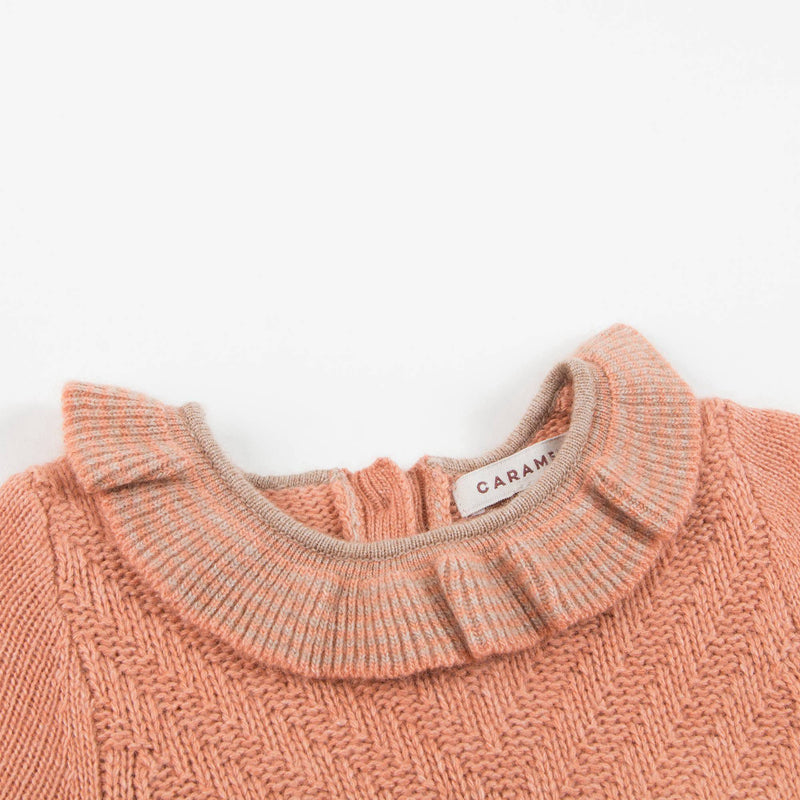 Girls Light Orange Knitted Dress