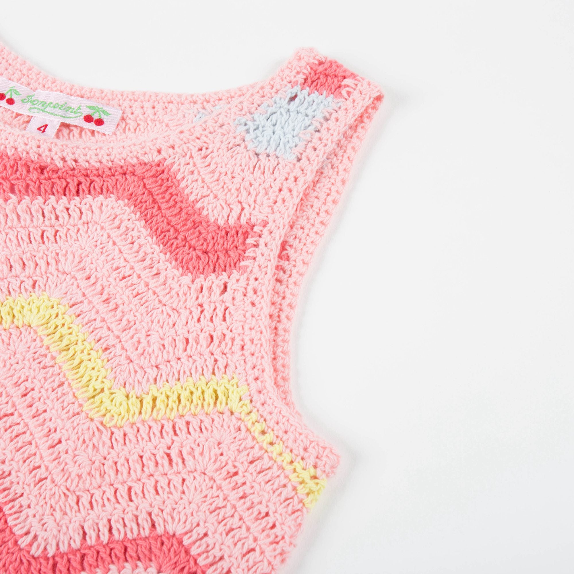 女童粉色针织背心