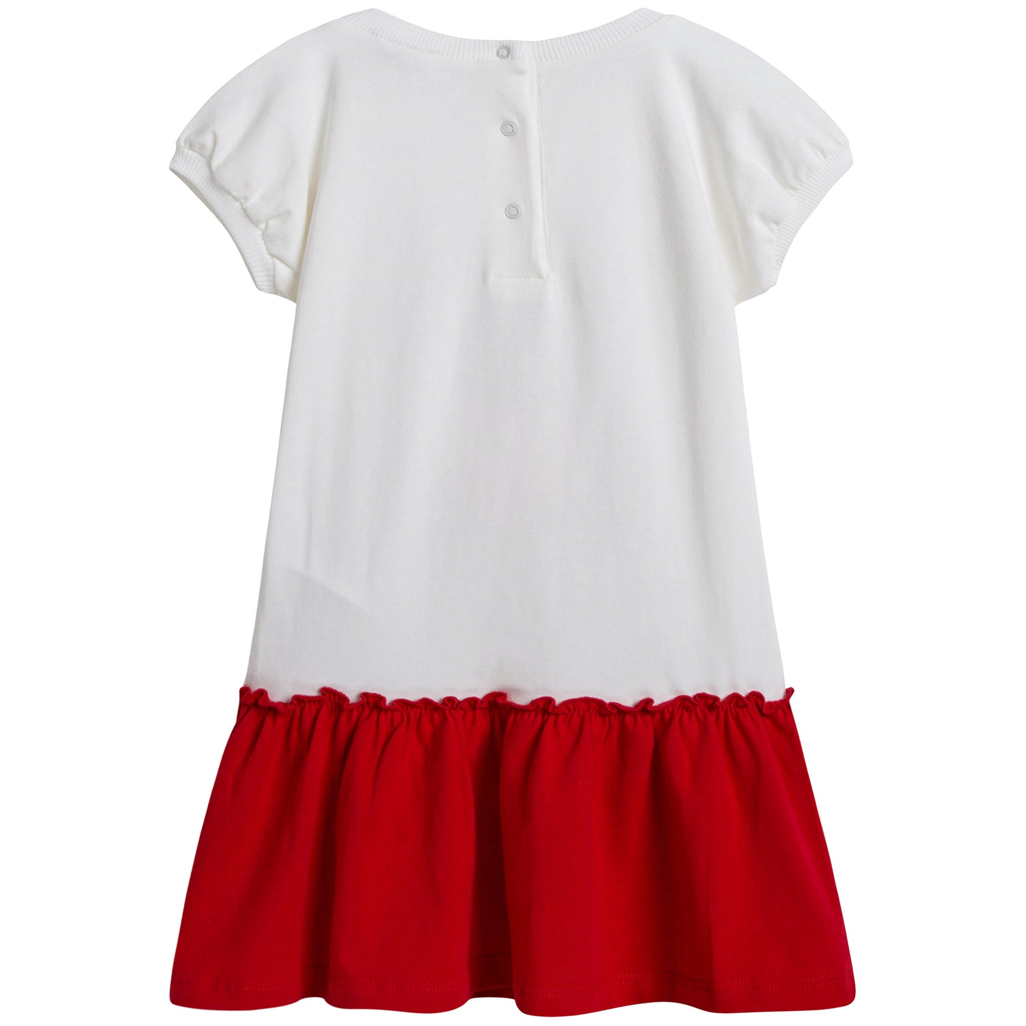 Baby Girls White & Red Teddy Dress