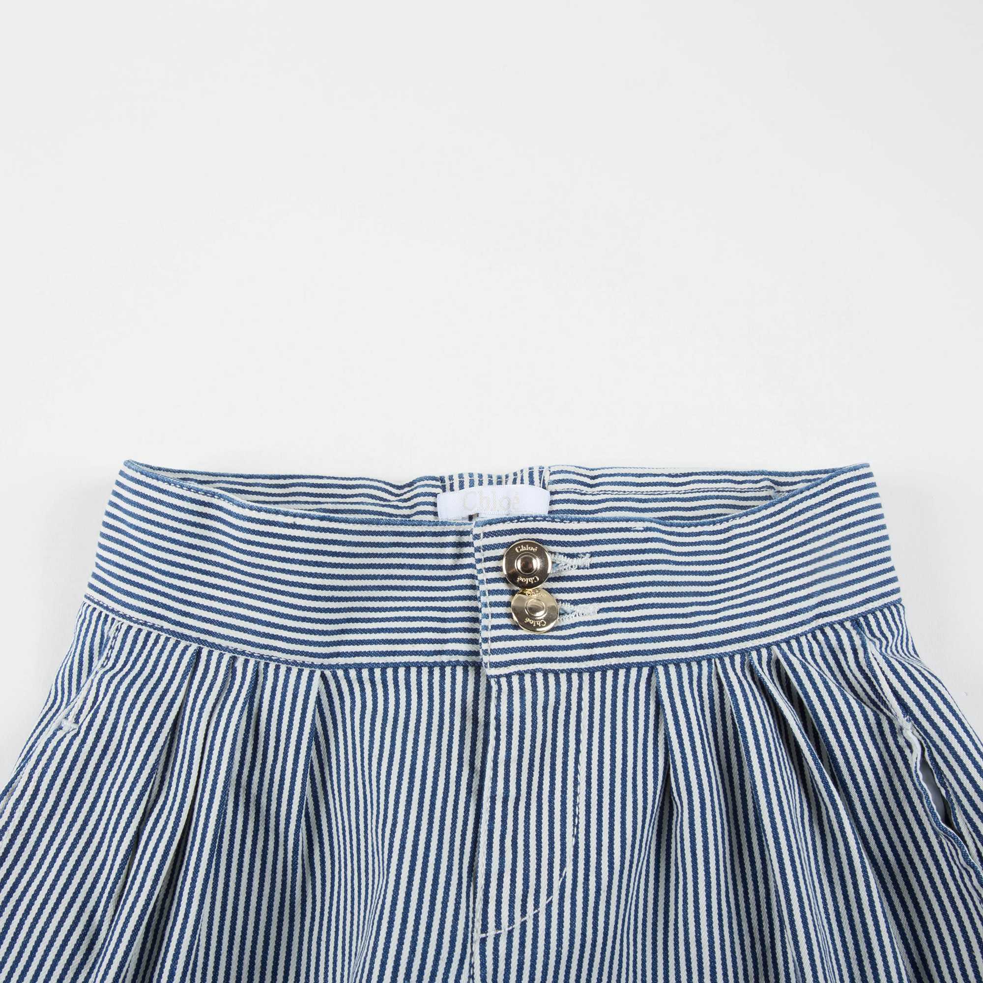 Girls Blue Striped Cotton Shorts