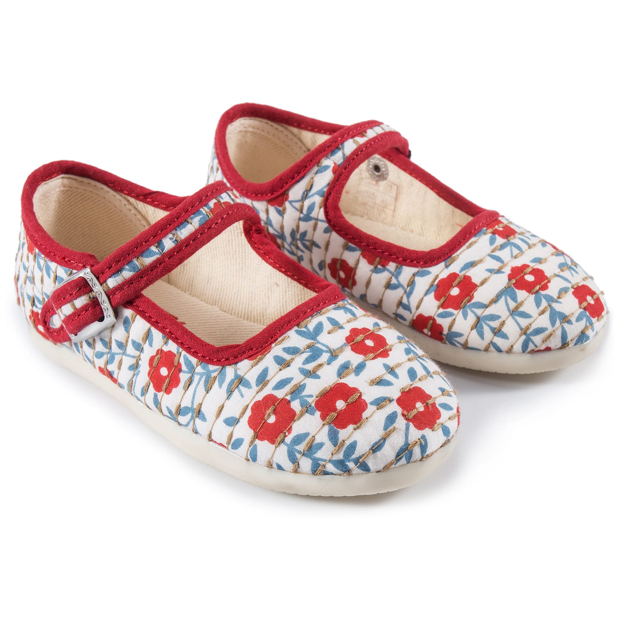 Girls Red Embroidery Cotton Shoes