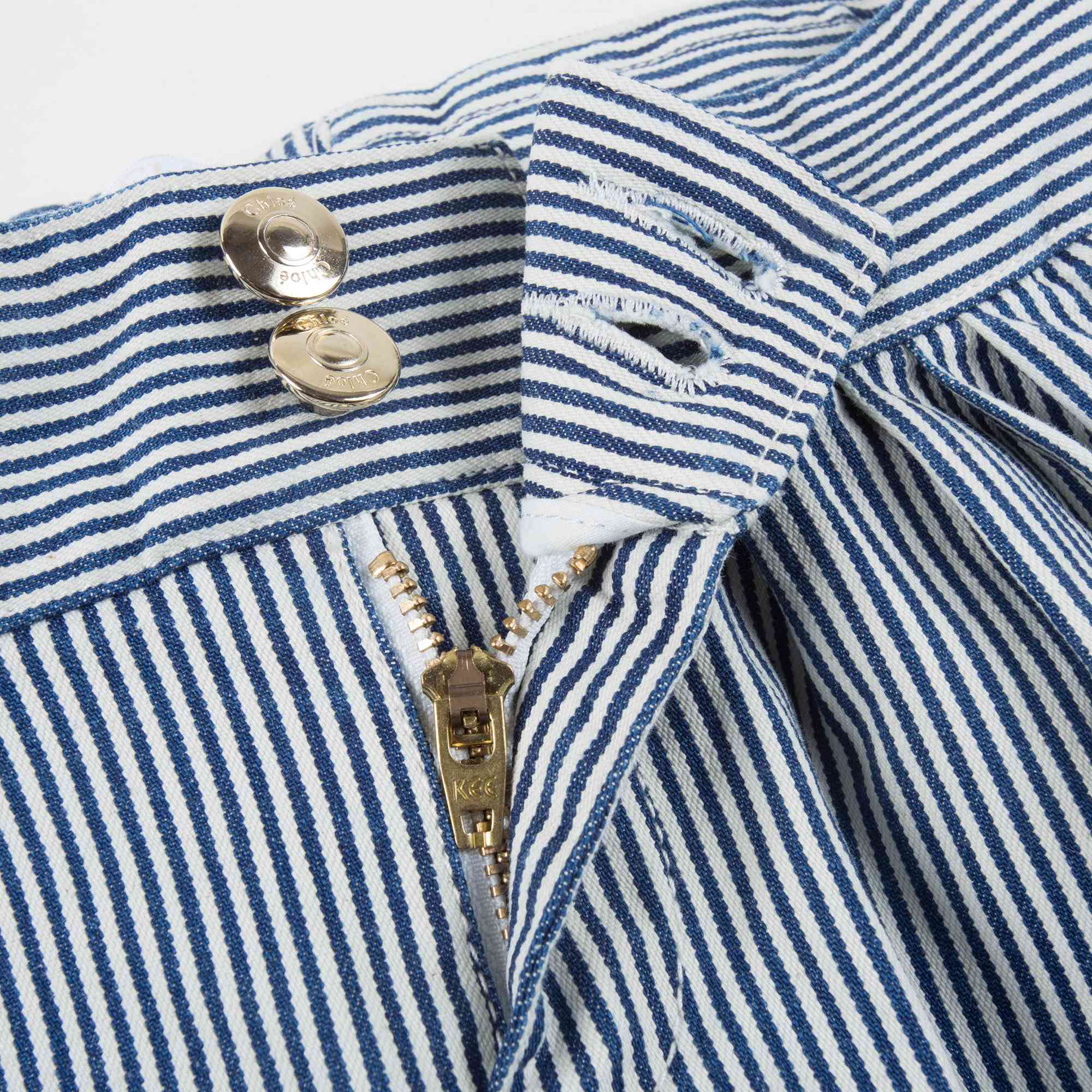 Girls Blue Striped Cotton Shorts