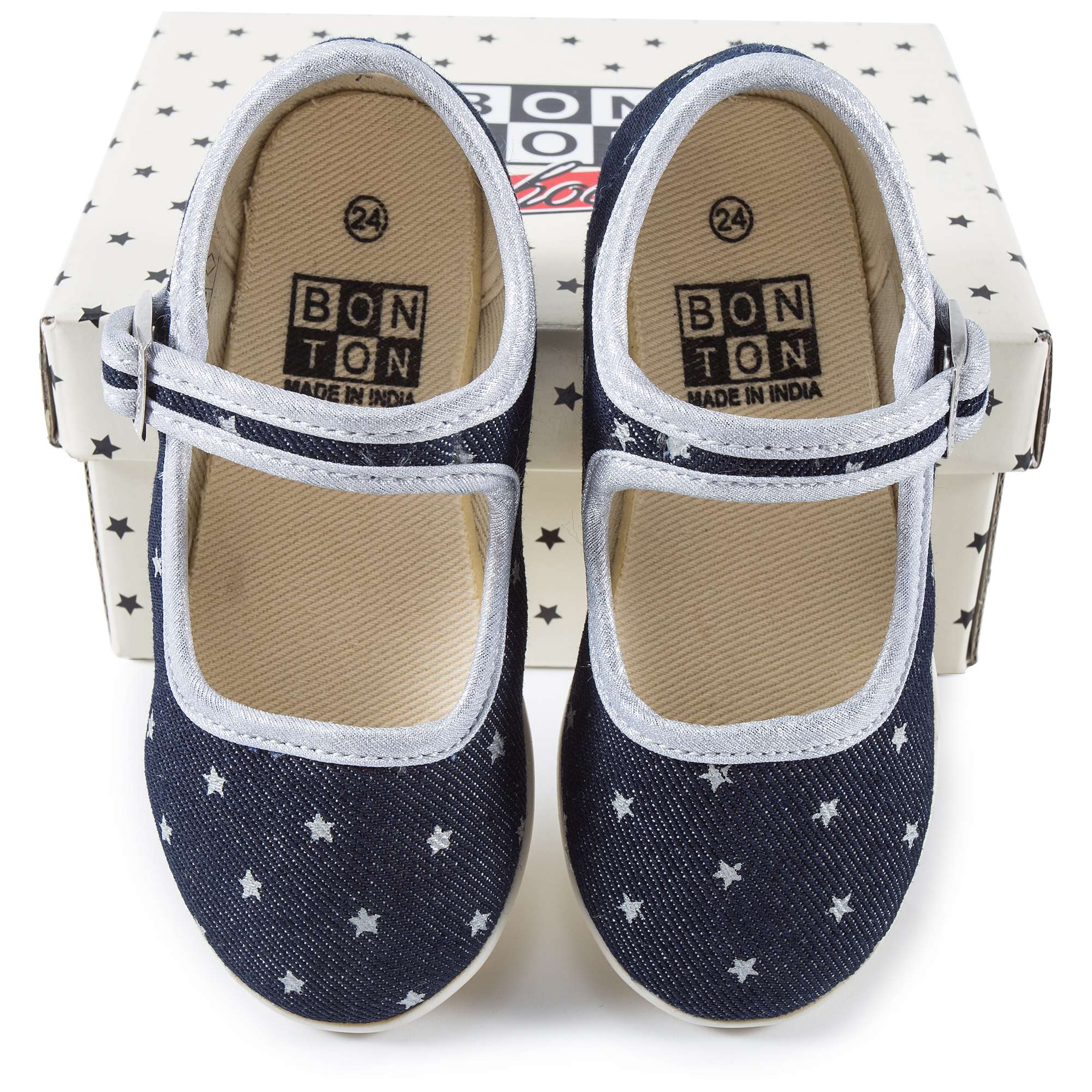 Girls Dark Blue Star Cotton Shoes