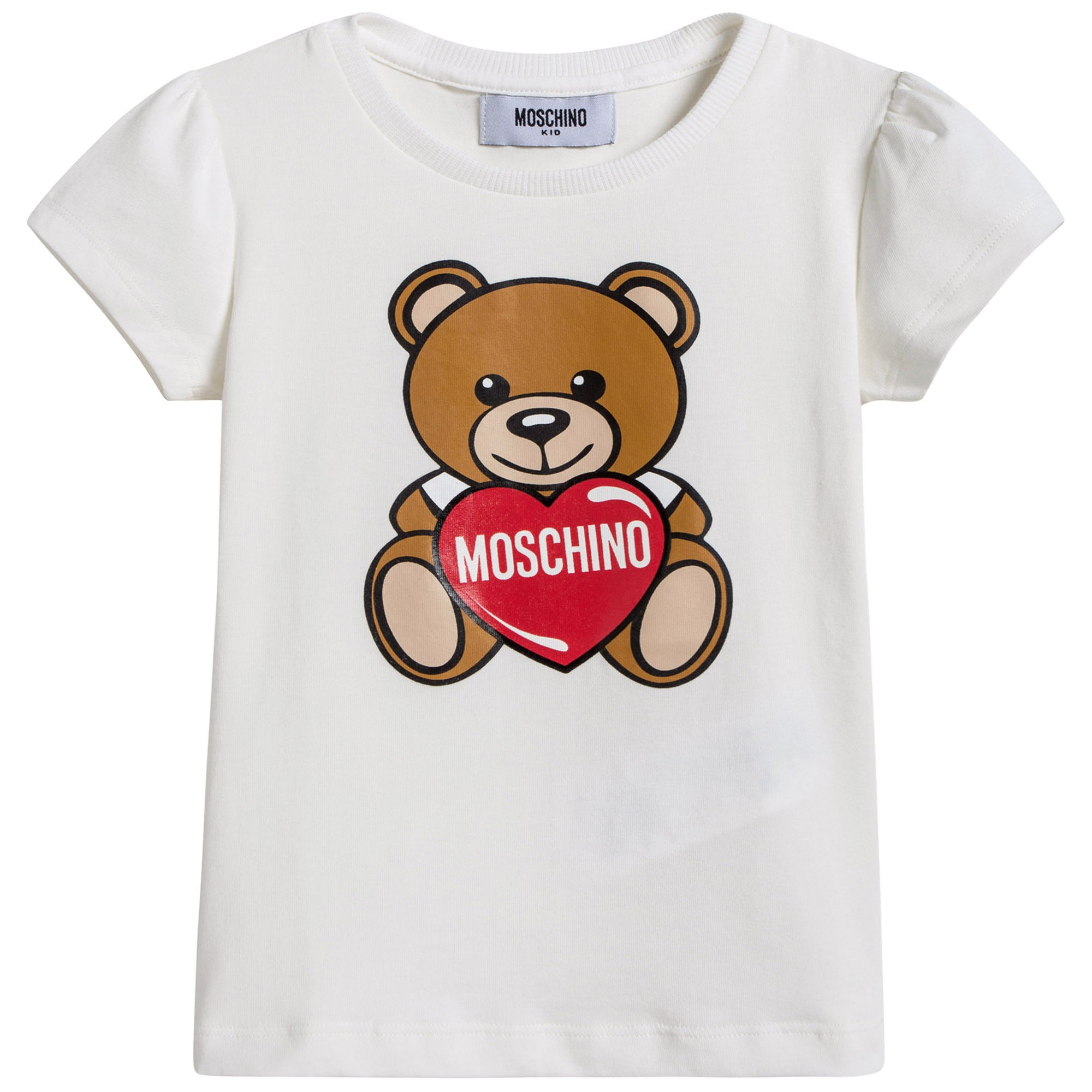 Girls White Teddy Bear T-shirt