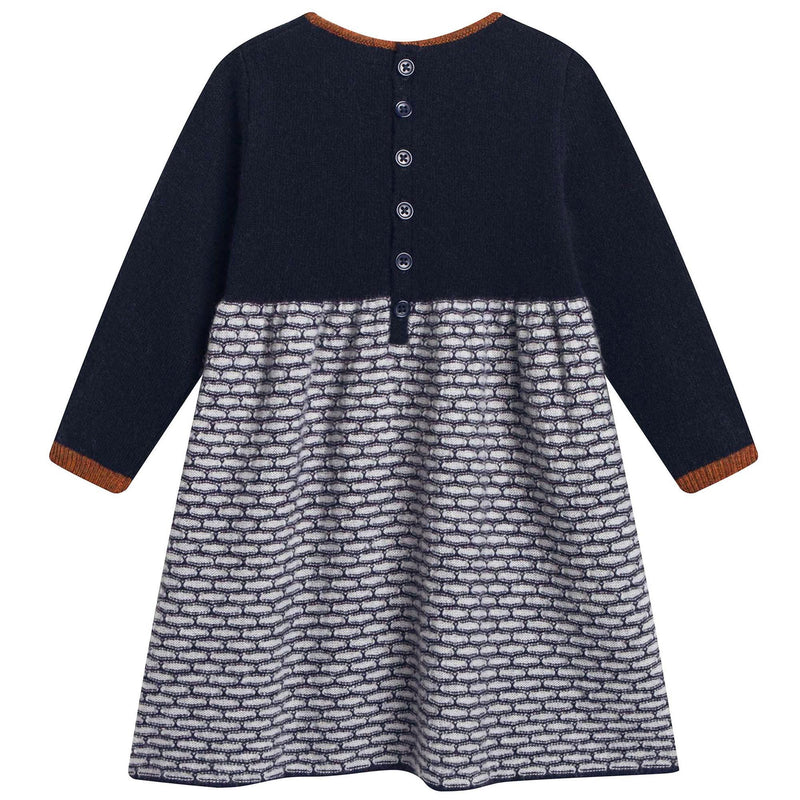 Baby Girls Navy Blue Knitted Wool Dress - CÉMAROSE | Children's Fashion Store - 2