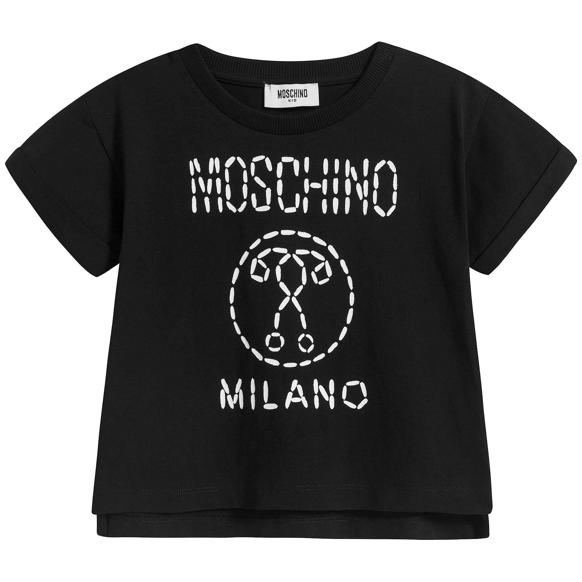 Girls Black Logo Cotton T-shirt