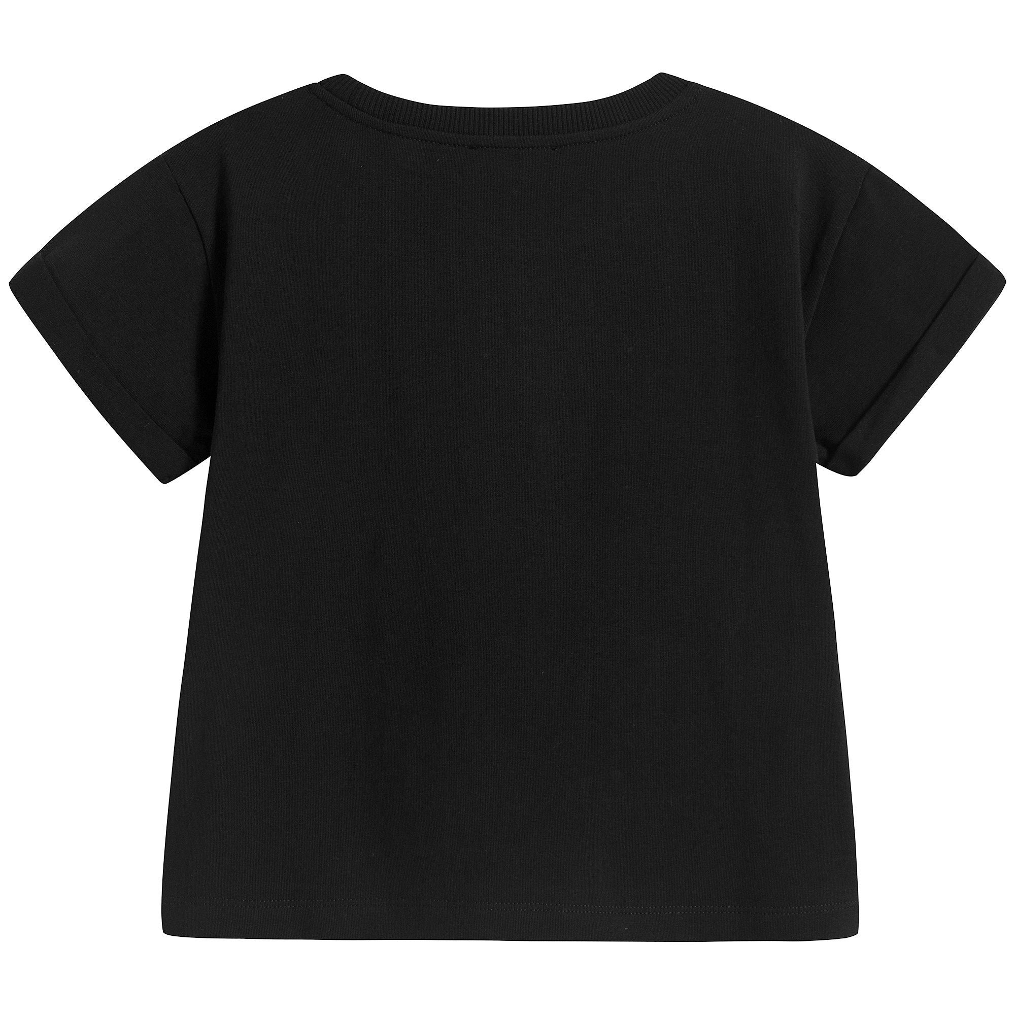 Girls Black Logo Cotton T-shirt