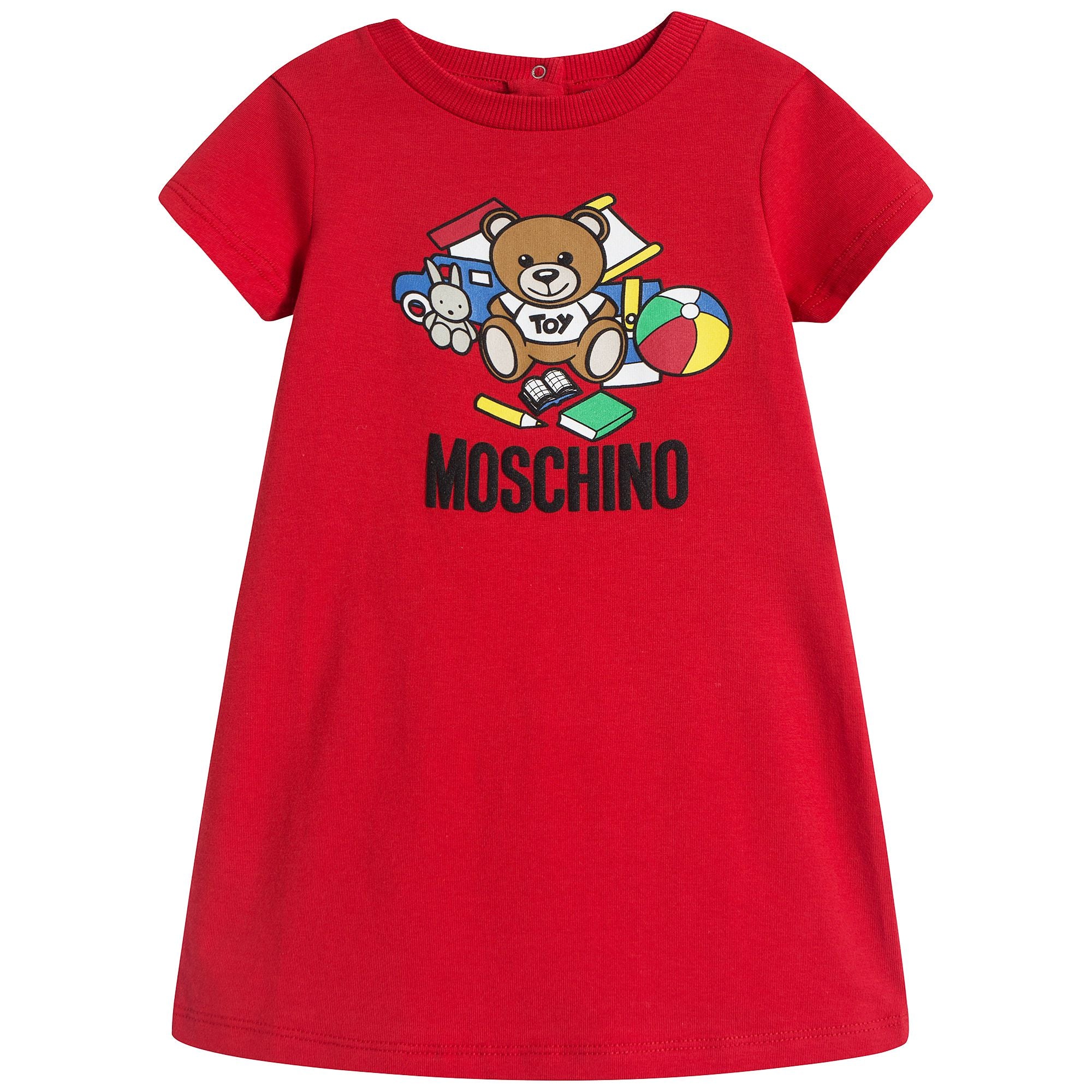 Baby Girls Red Teddy Cotton Dress